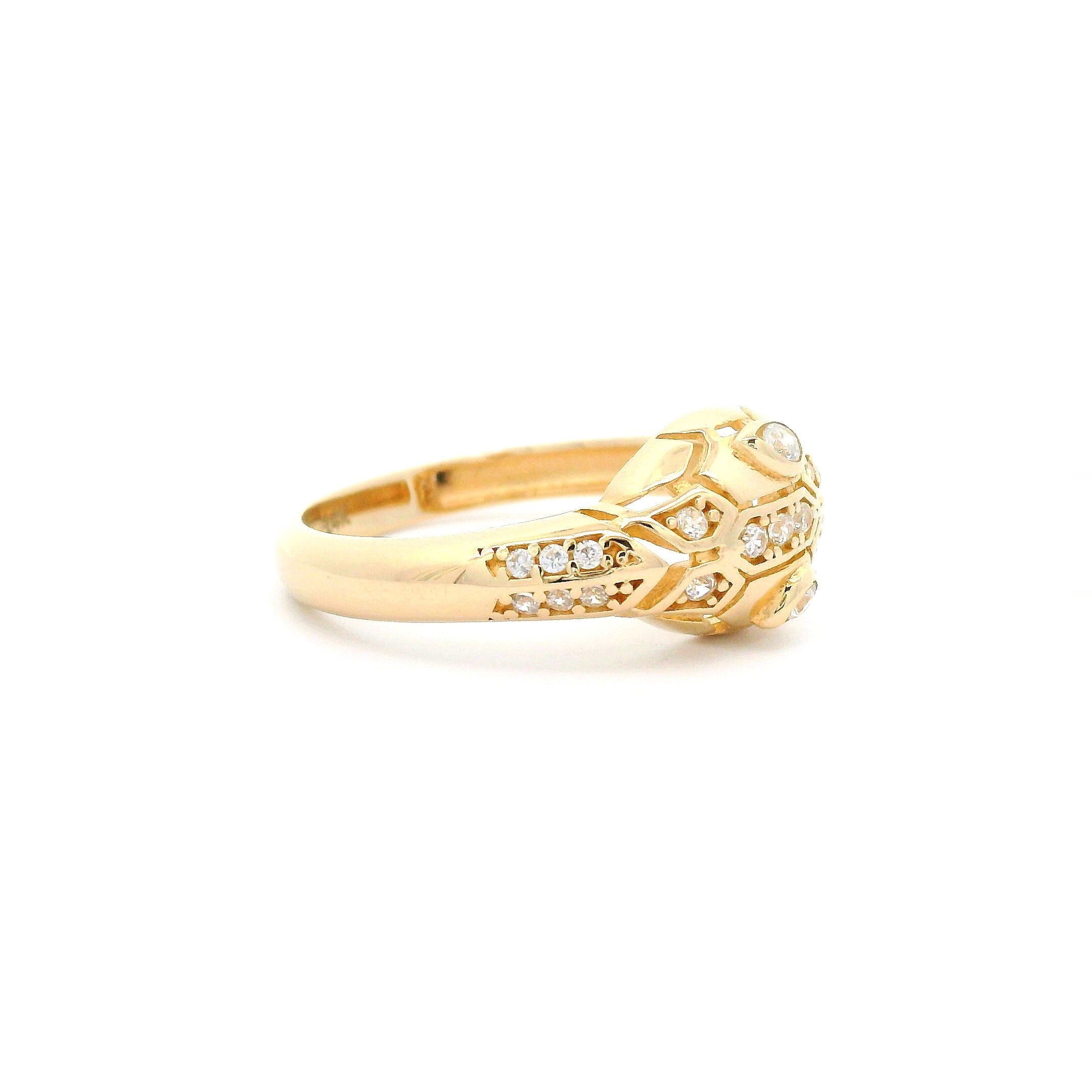 14k CZ Snake Open Ring side