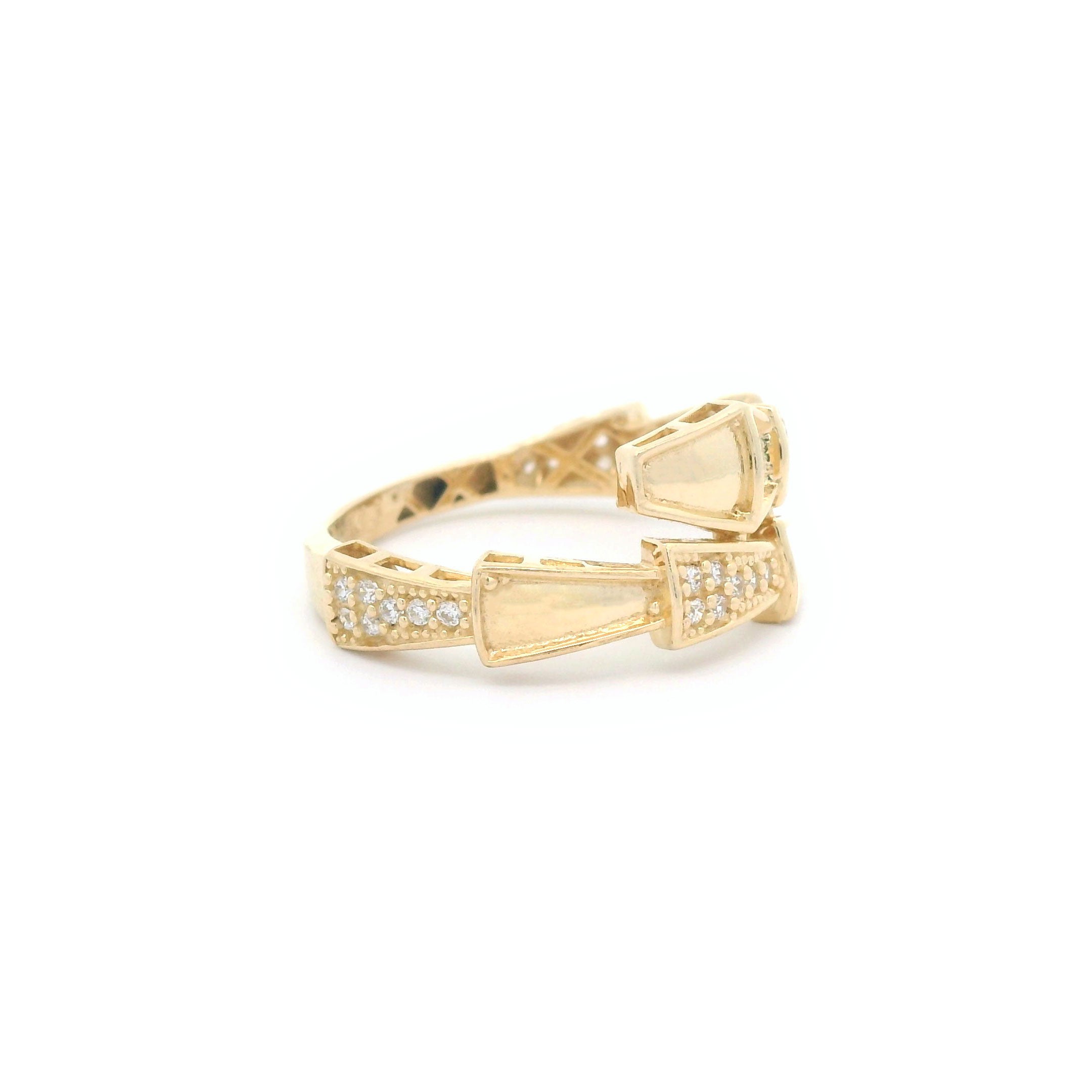 14k CZ Snake Ring Side