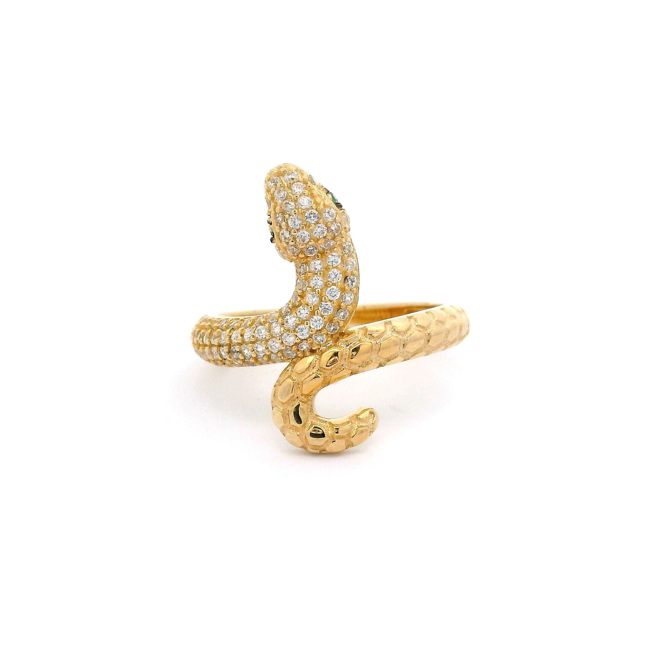 14k CZ Snake Ring