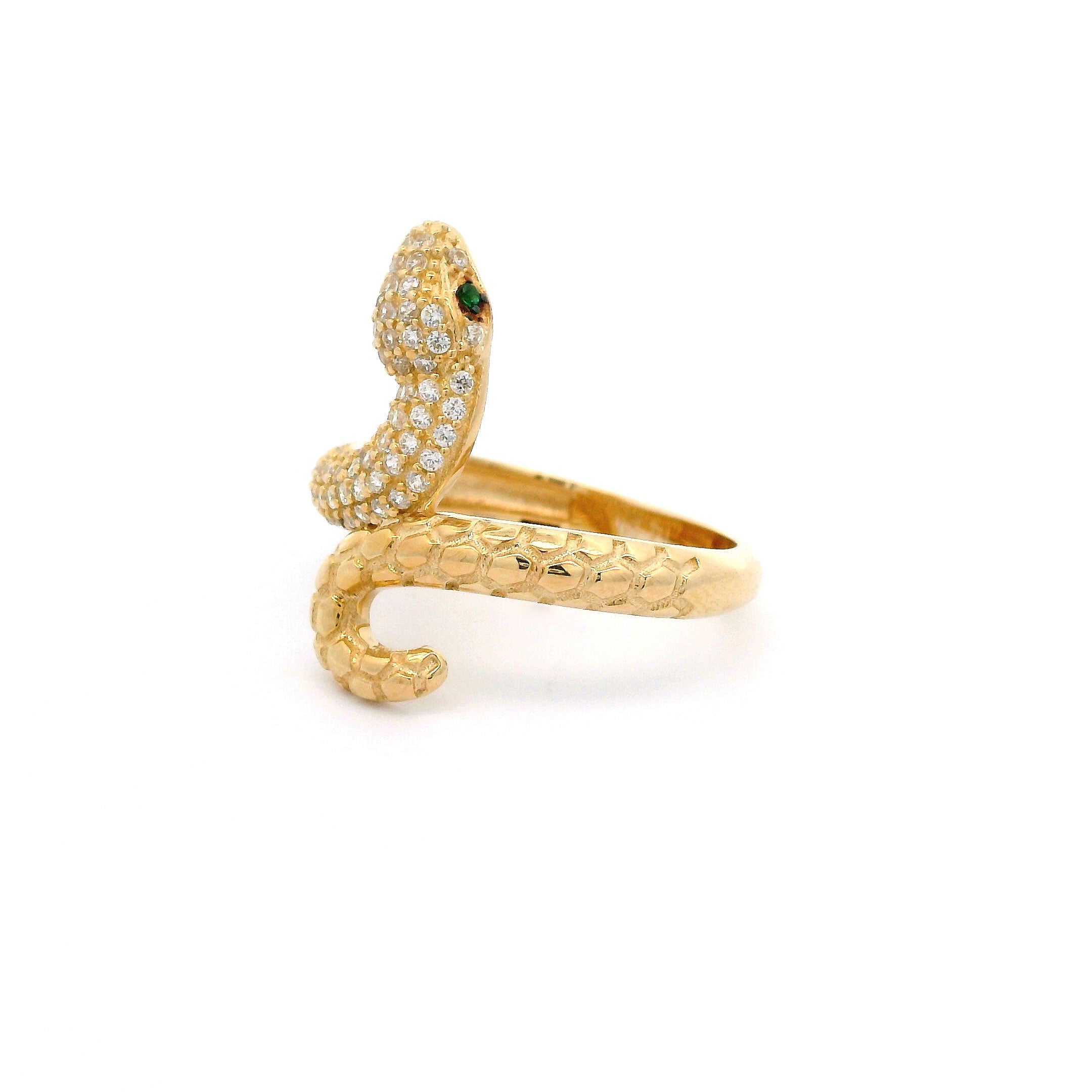 14k CZ Snake Ring Side