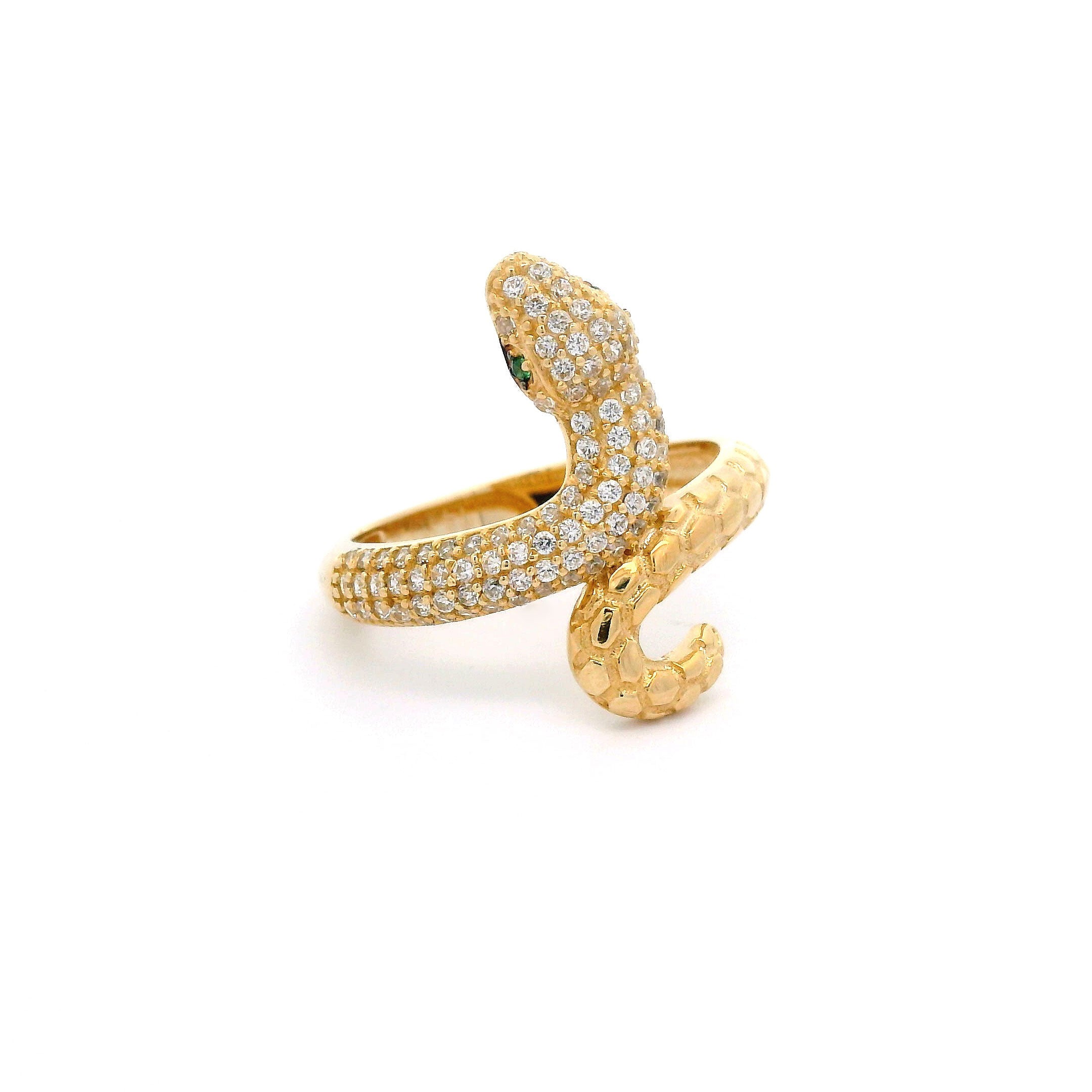 14k CZ Snake Ring Left Side