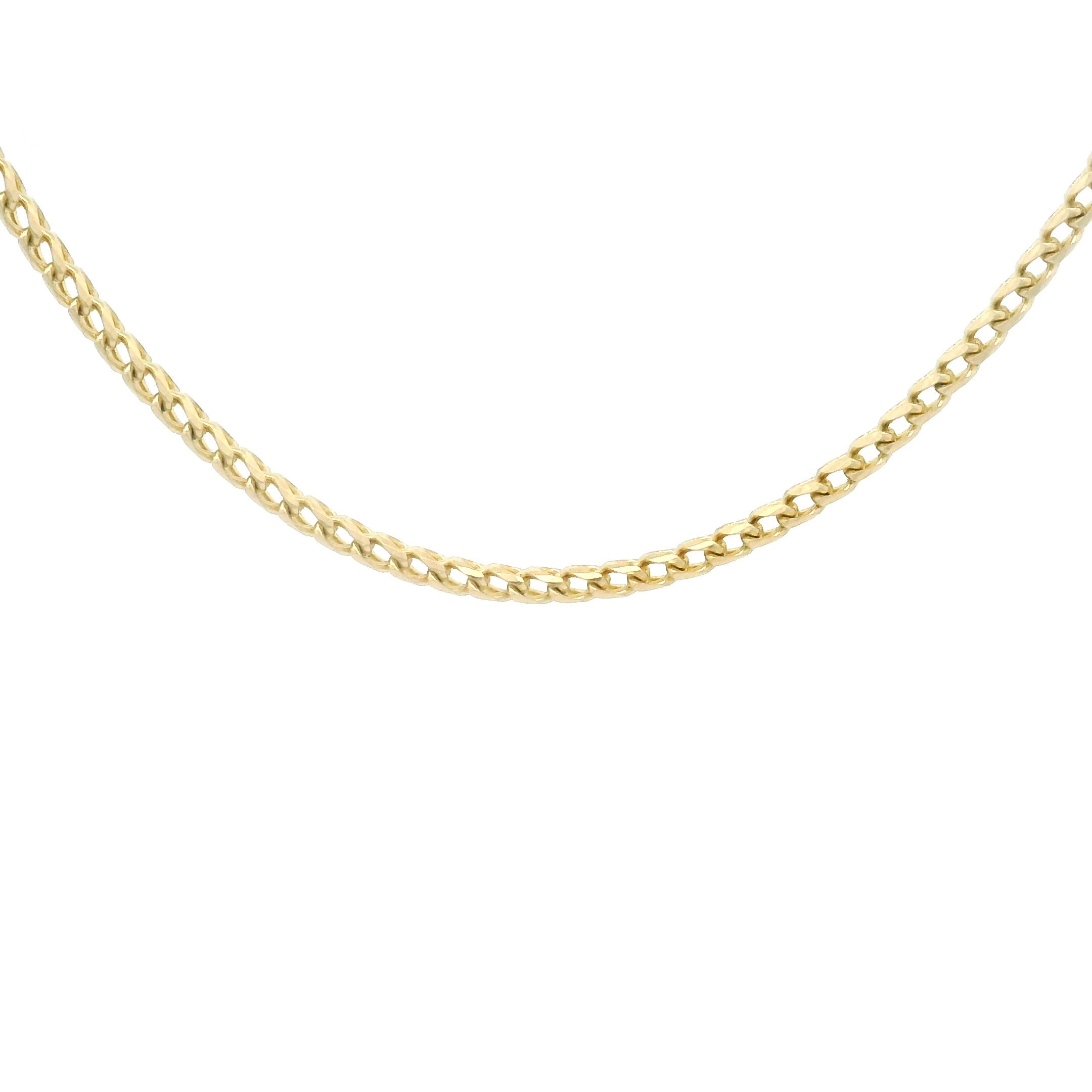 14k Yellow Gold Solid Franco Fine Chain 1.35mm on white background