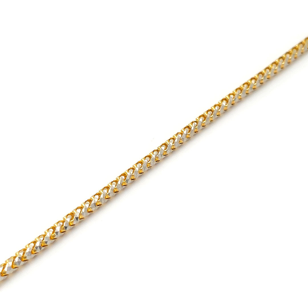 10k Solid Diamond Cut Two-tone Franco Link Bracelet 3mm