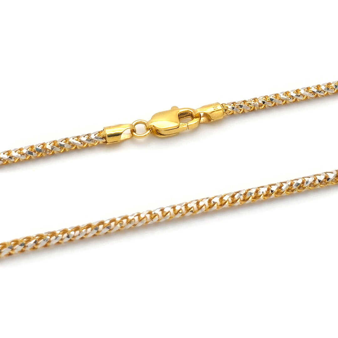 10k Solid Diamond Cut Two-tone Franco Link Chain 2mm