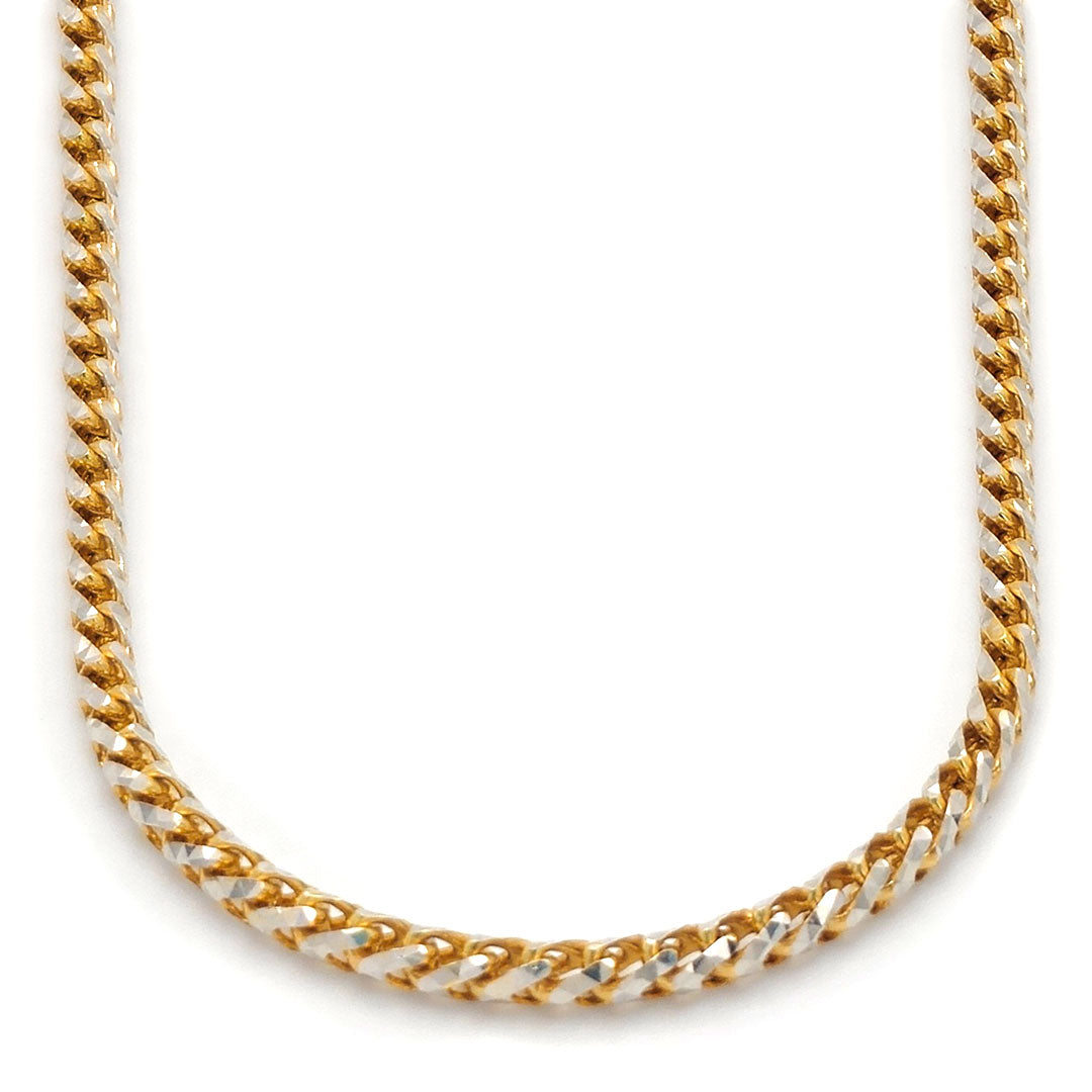 10k Solid Diamond Cut Two-tone Franco Link Chain 3mm