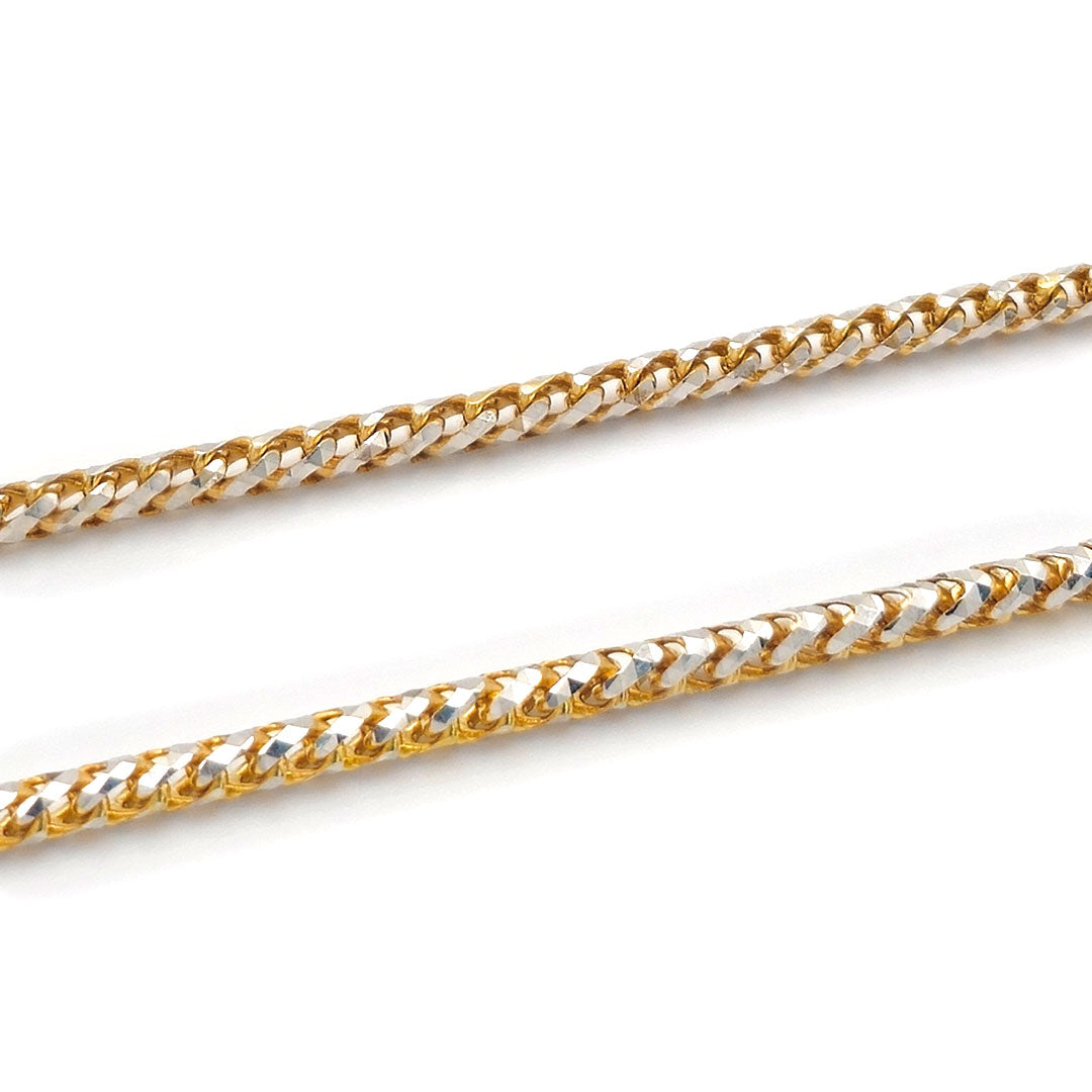 10k Solid Diamond Cut Two-tone Franco Link Chain 3mm