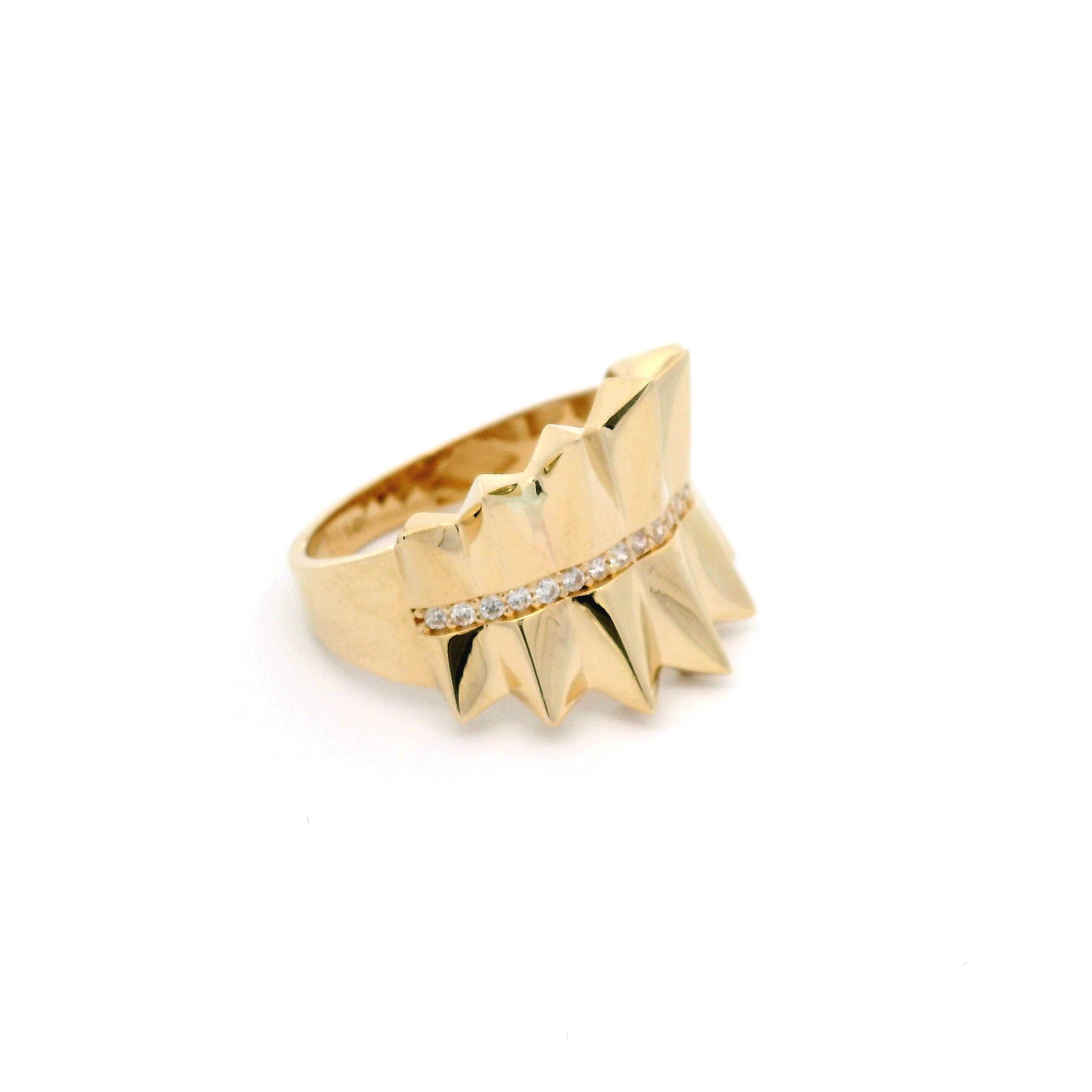 14k CZ Fancy Spike Ring Side