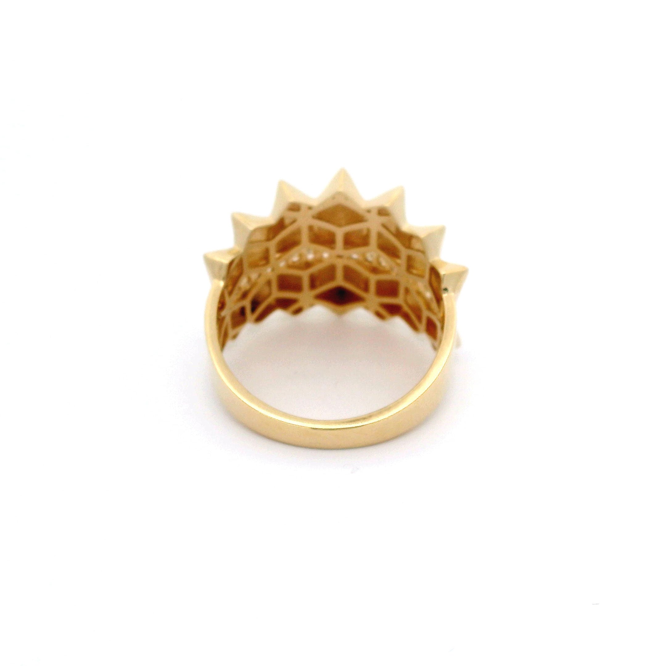 14k CZ Fancy Spike Ring Back