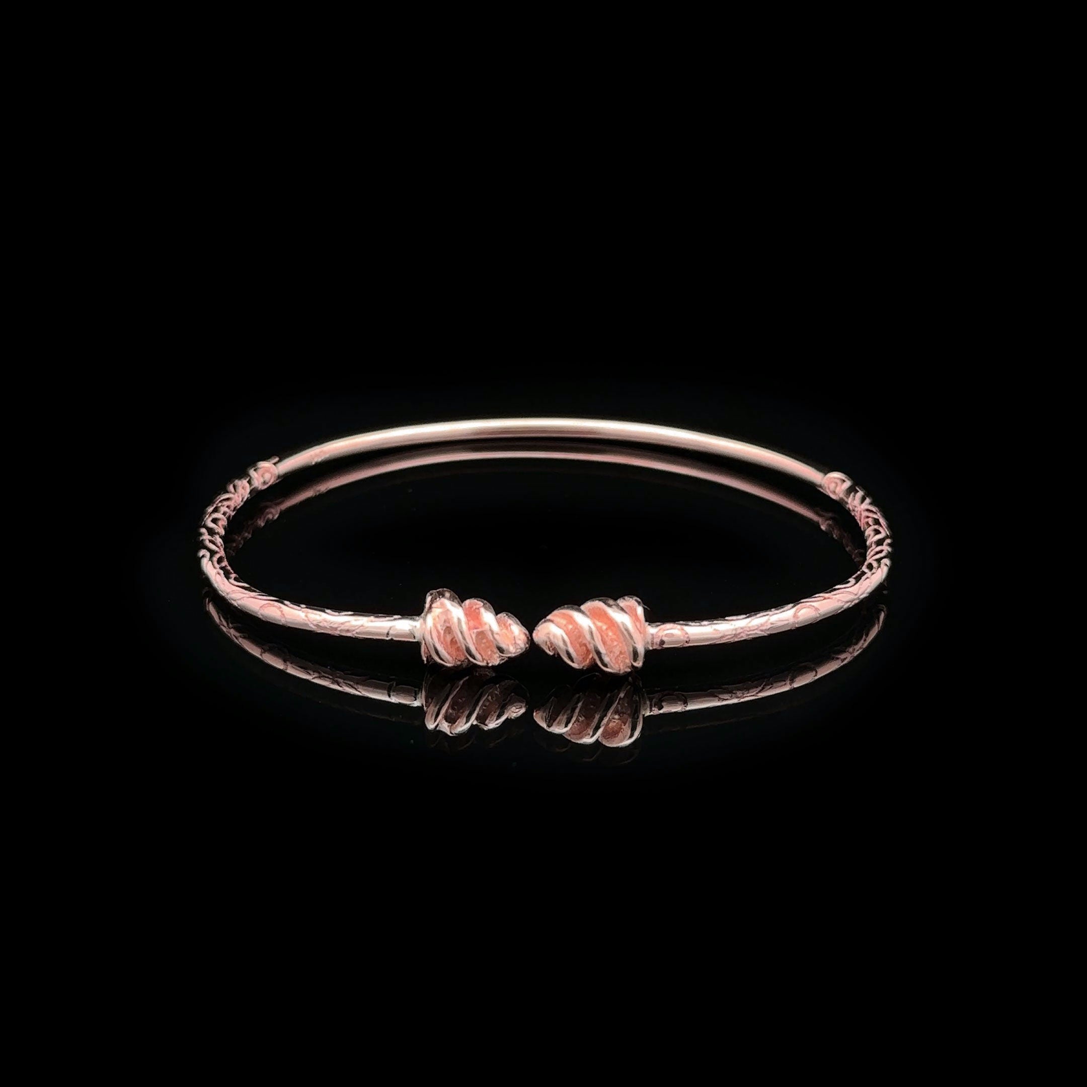 West Indian Bangle - Baby with Fancy Spiral Heads Rose Gold