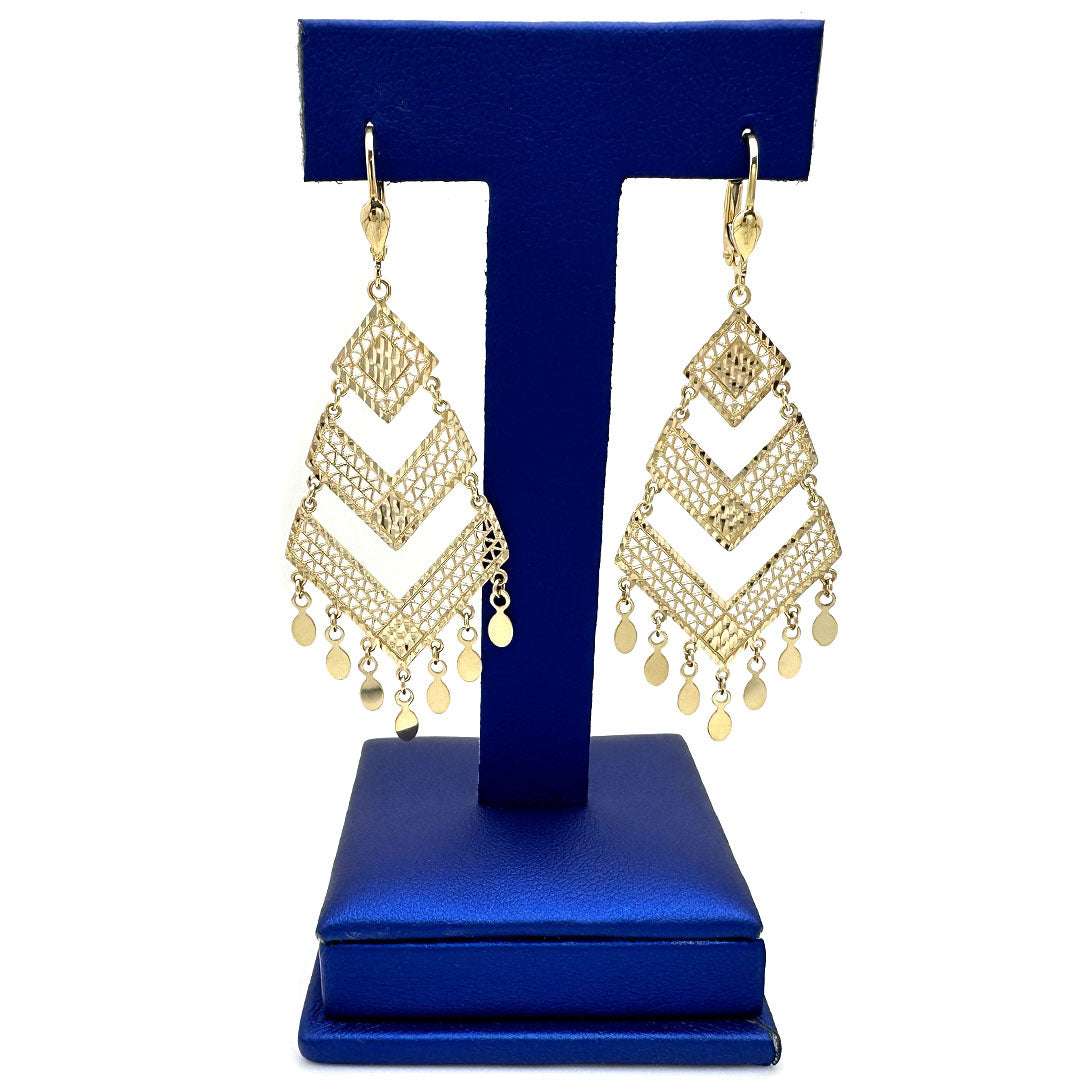 14k Extra Fancy Geometric Chandelier Dangle Earrings