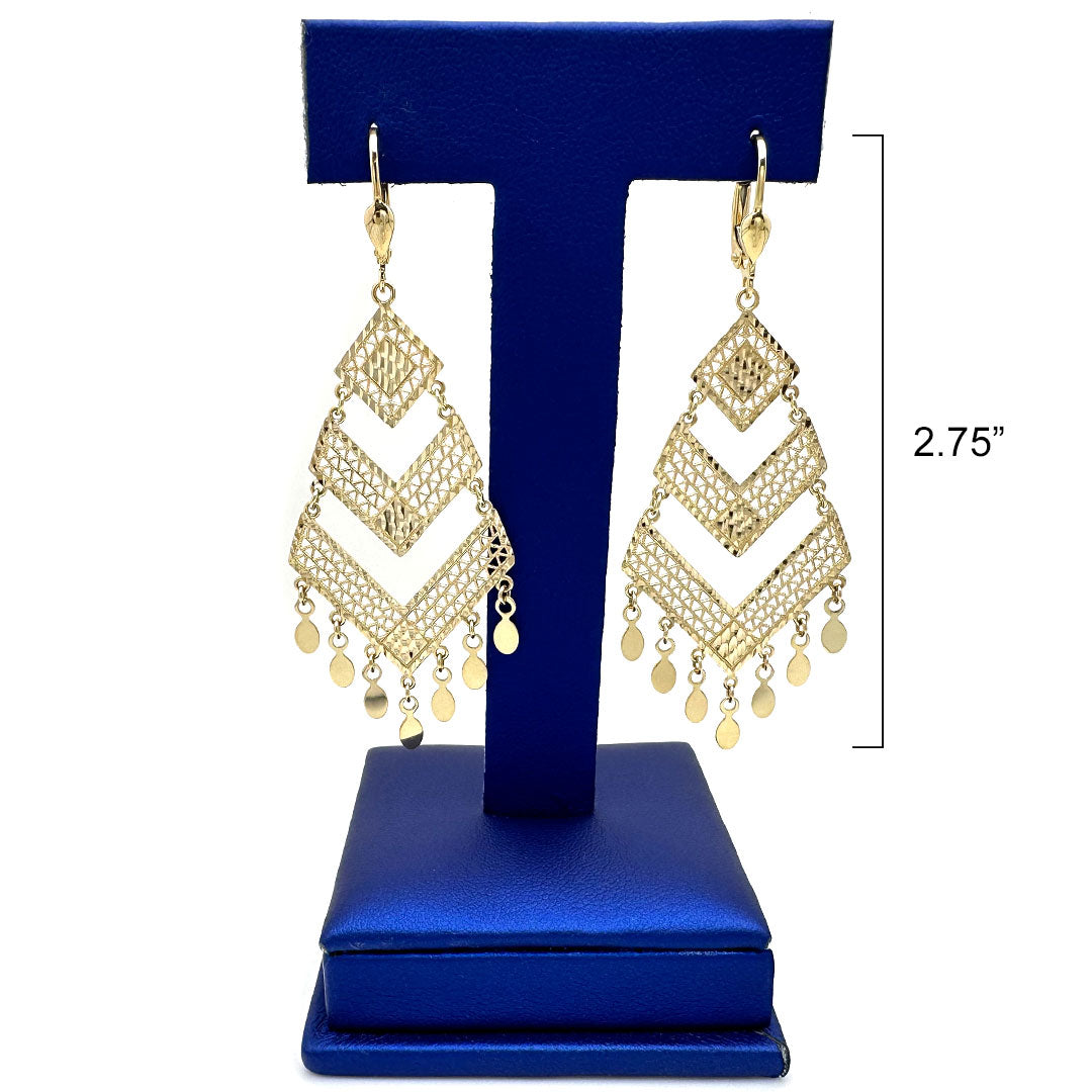 14k Extra Fancy Geometric Chandelier Dangle Earrings