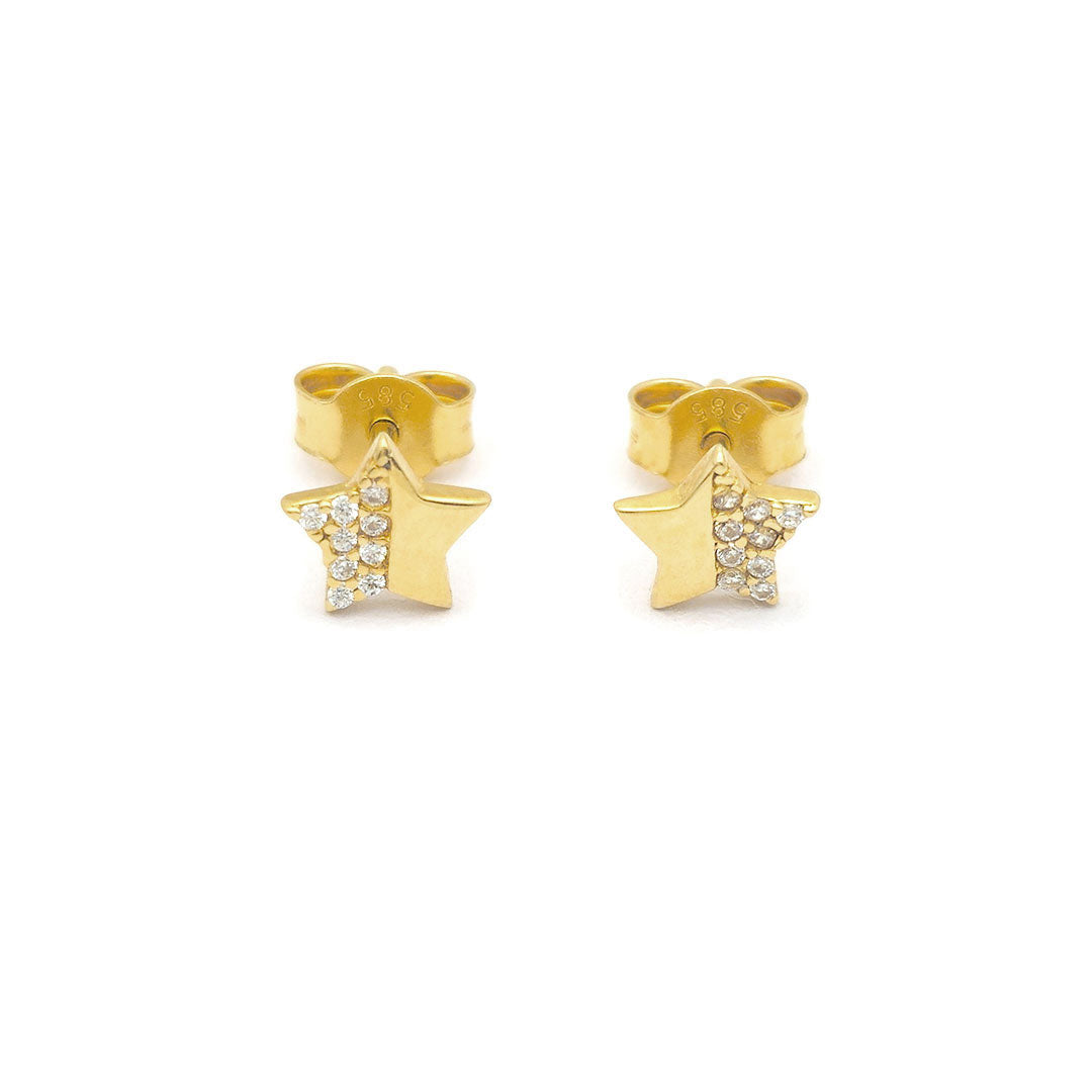 14k CZ Star Fancy Stud Earrings