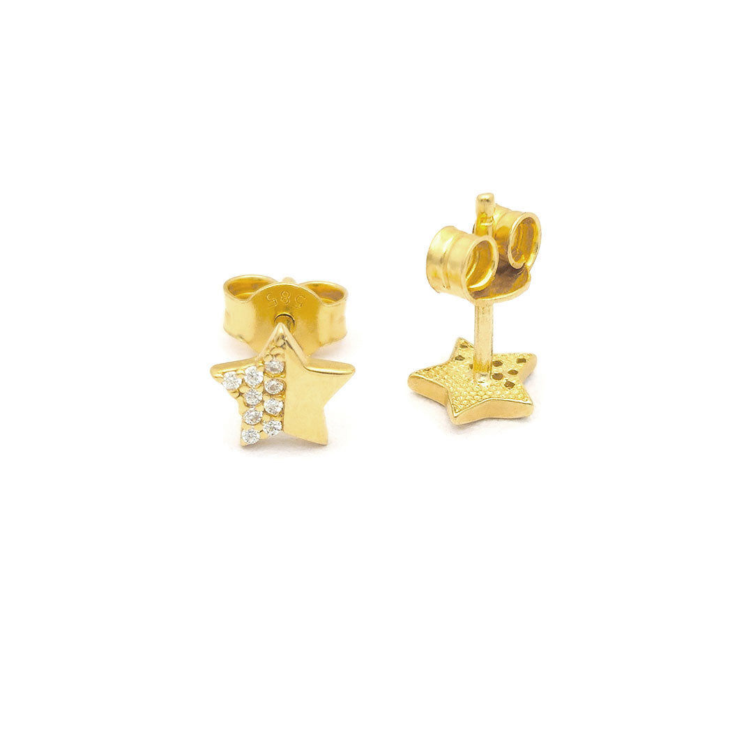 14k CZ Star Fancy Stud Earrings Back