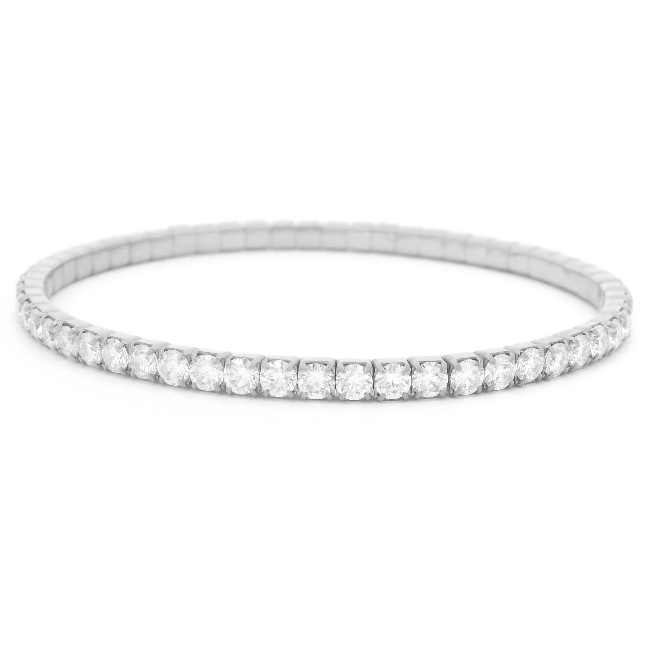 925 Sterling Silver Stretch Moissanite Tennis Bracelet with silver finish