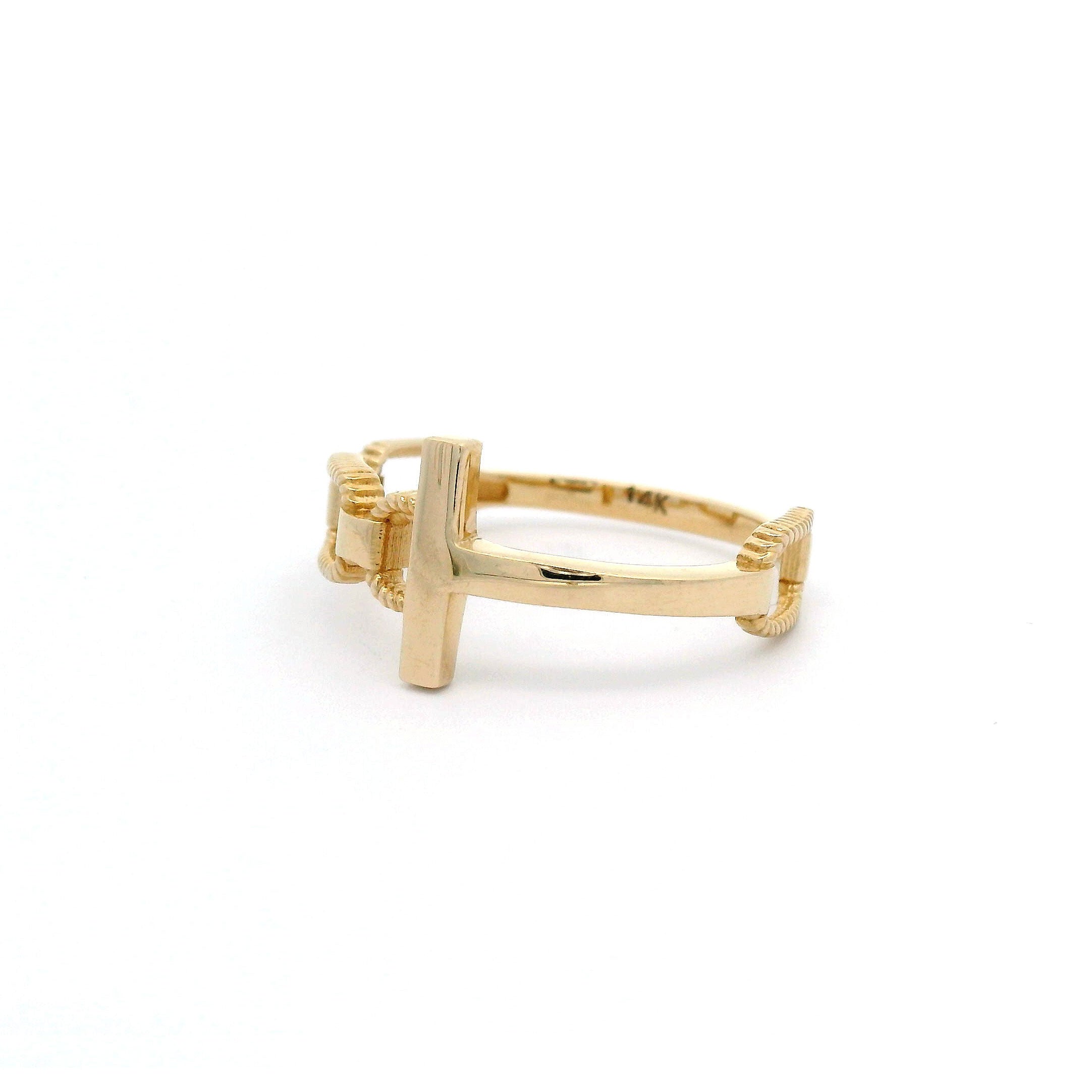 14k Link & Bar Ring angle