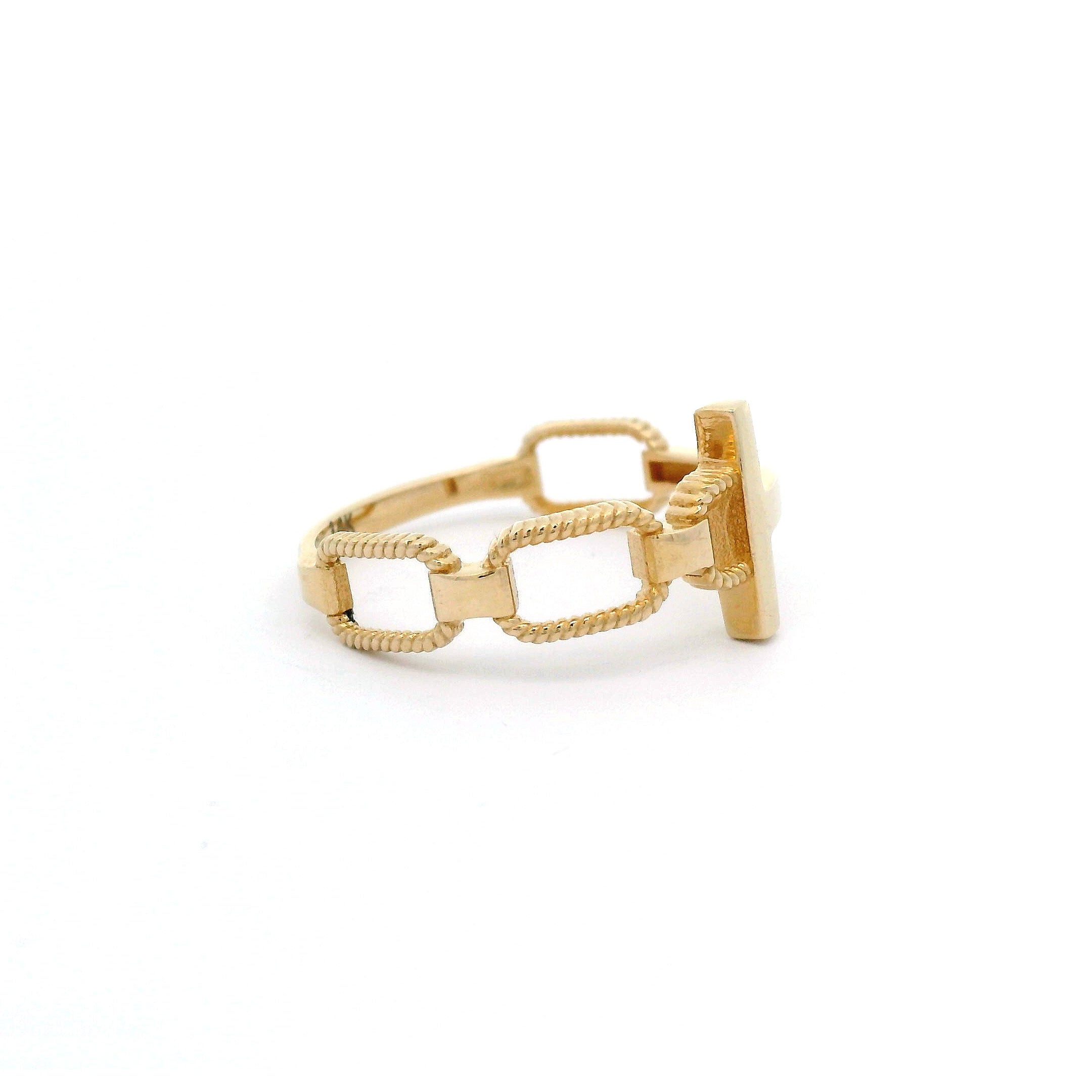 14k Link & Bar Ring right side