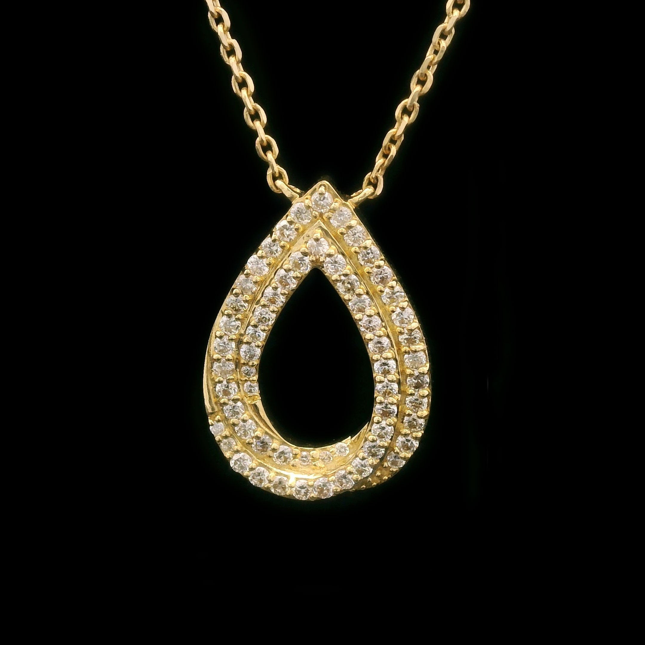 Diamond Twist Teardrop Pendant Necklace in 14k Yellow Gold