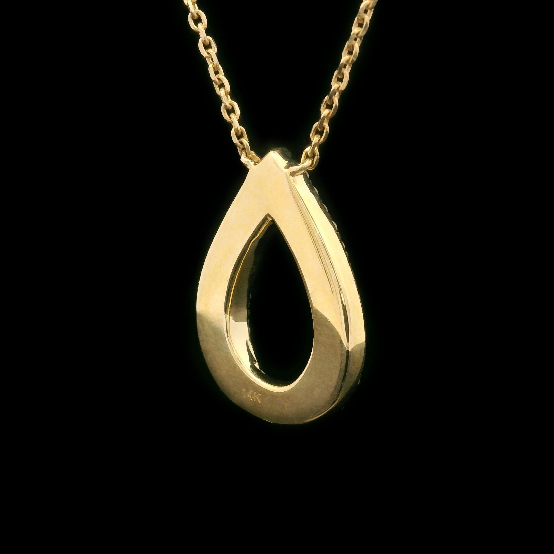 Diamond Twist Teardrop Pendant Necklace in 14k Yellow Gold Back