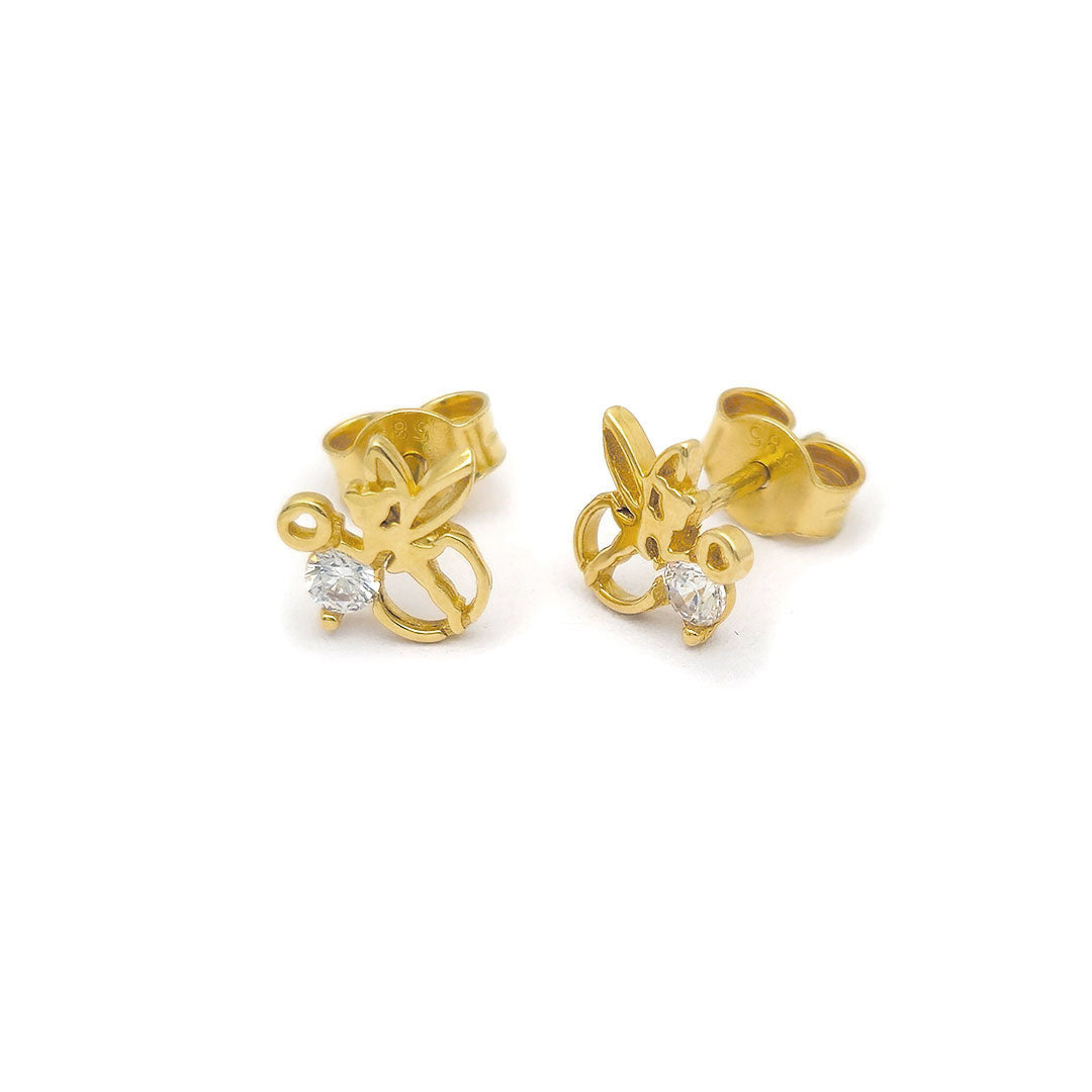 14k CZ Fairy Stud Earrings Side