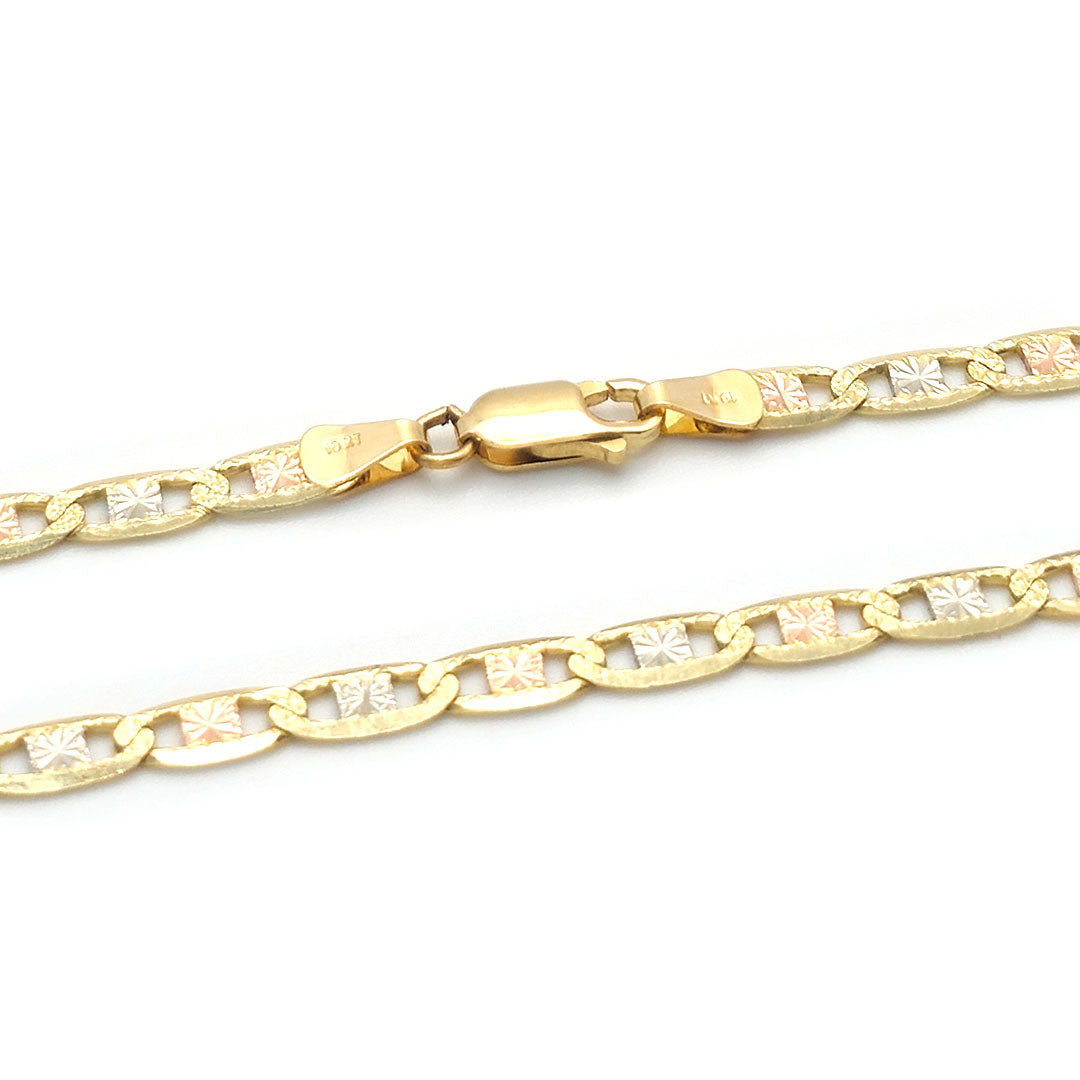 10k Tri-color Diamond Cut Mariner Anchor Chain 4.25mm