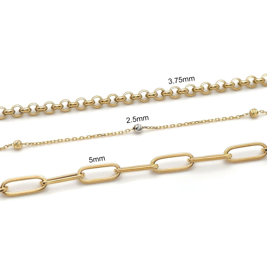 14k Triple Layered Rolo, Fancy Link & Cable Paper Clip Necklace