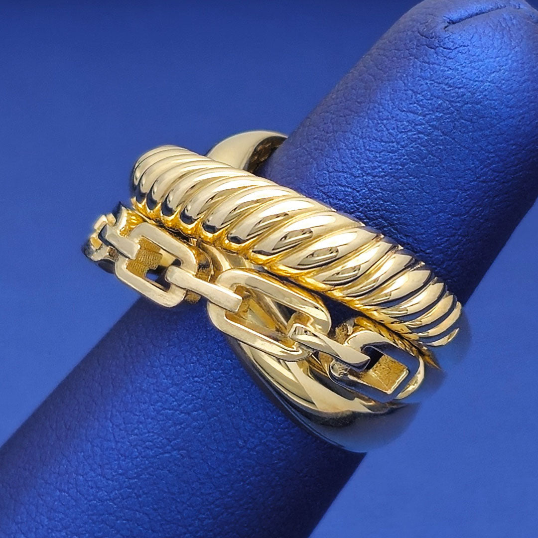 10k Double Link Twist Ring