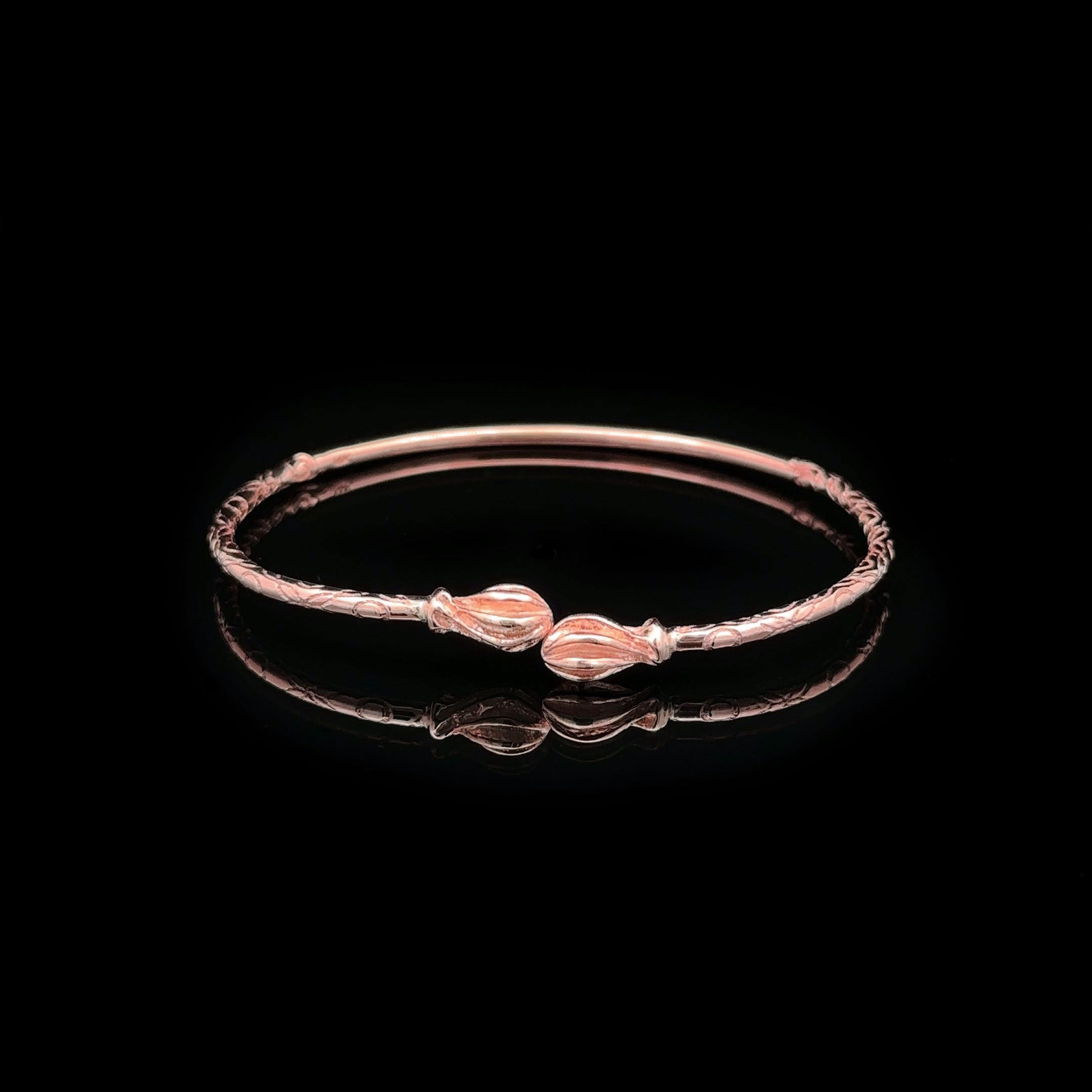 West Indian Bangle - Baby with Fancy Twist Heads Rose Gold