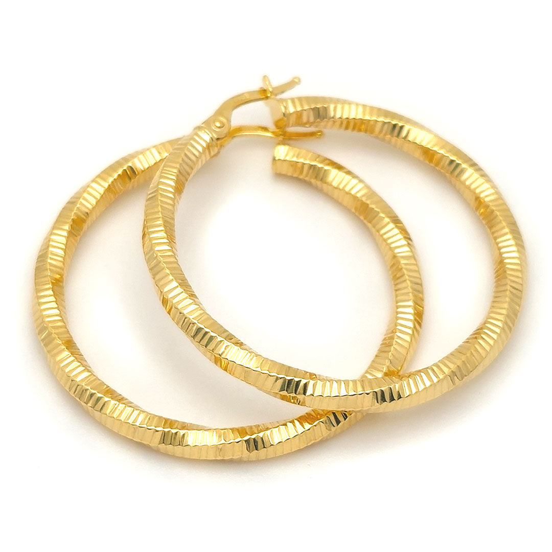 14k Laser Cut Twist Hoop Earrings