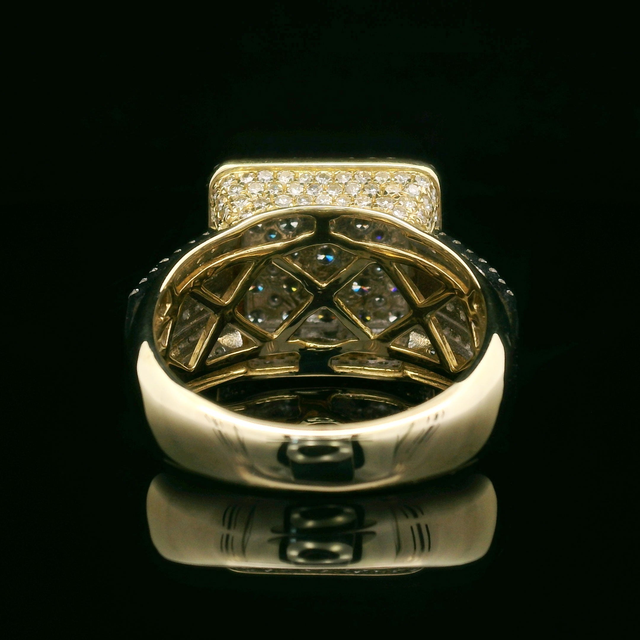 Diamond Square Men's Ring 10k Yellow Gold 2.90ct