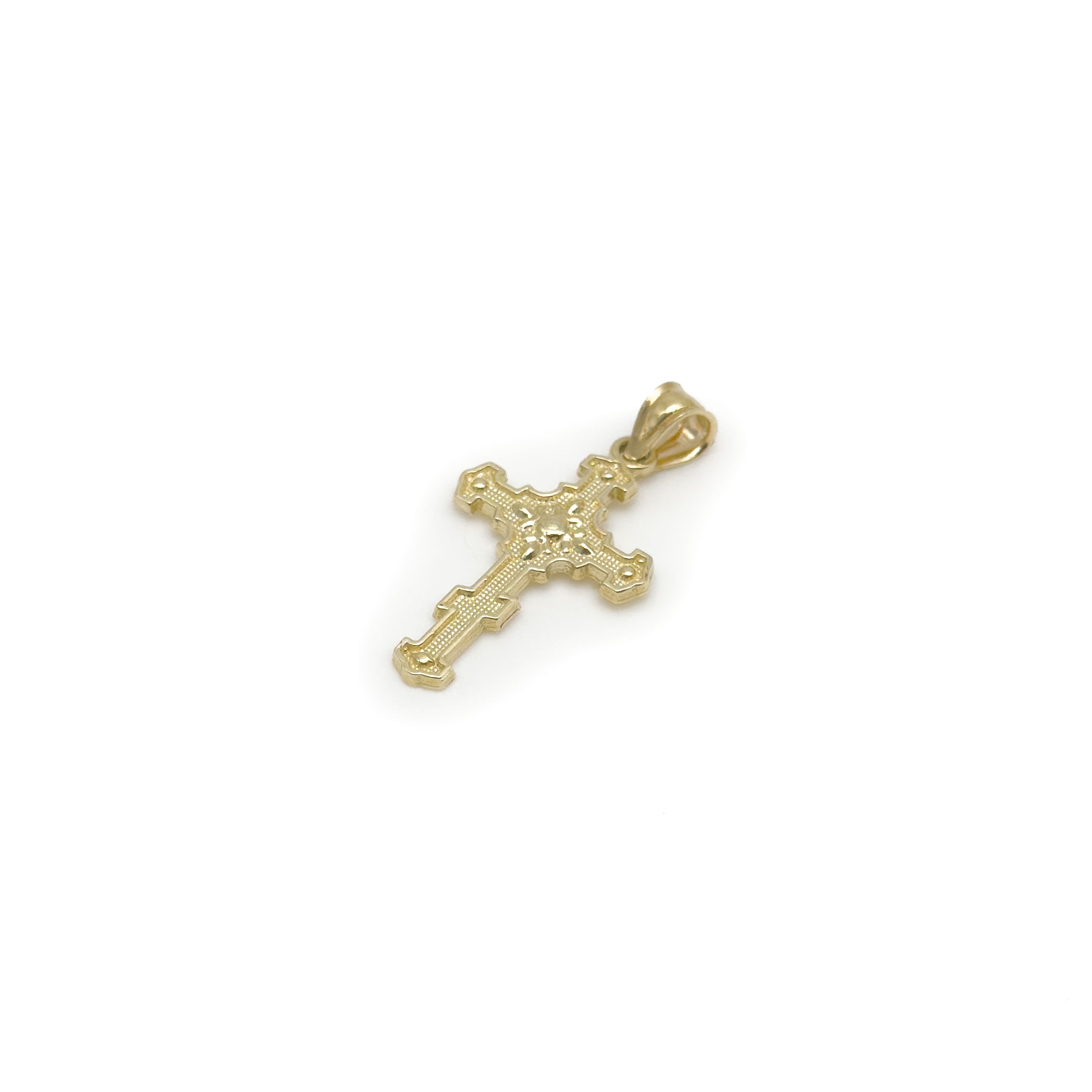 10k gold unique vintage style cross pendant on white background