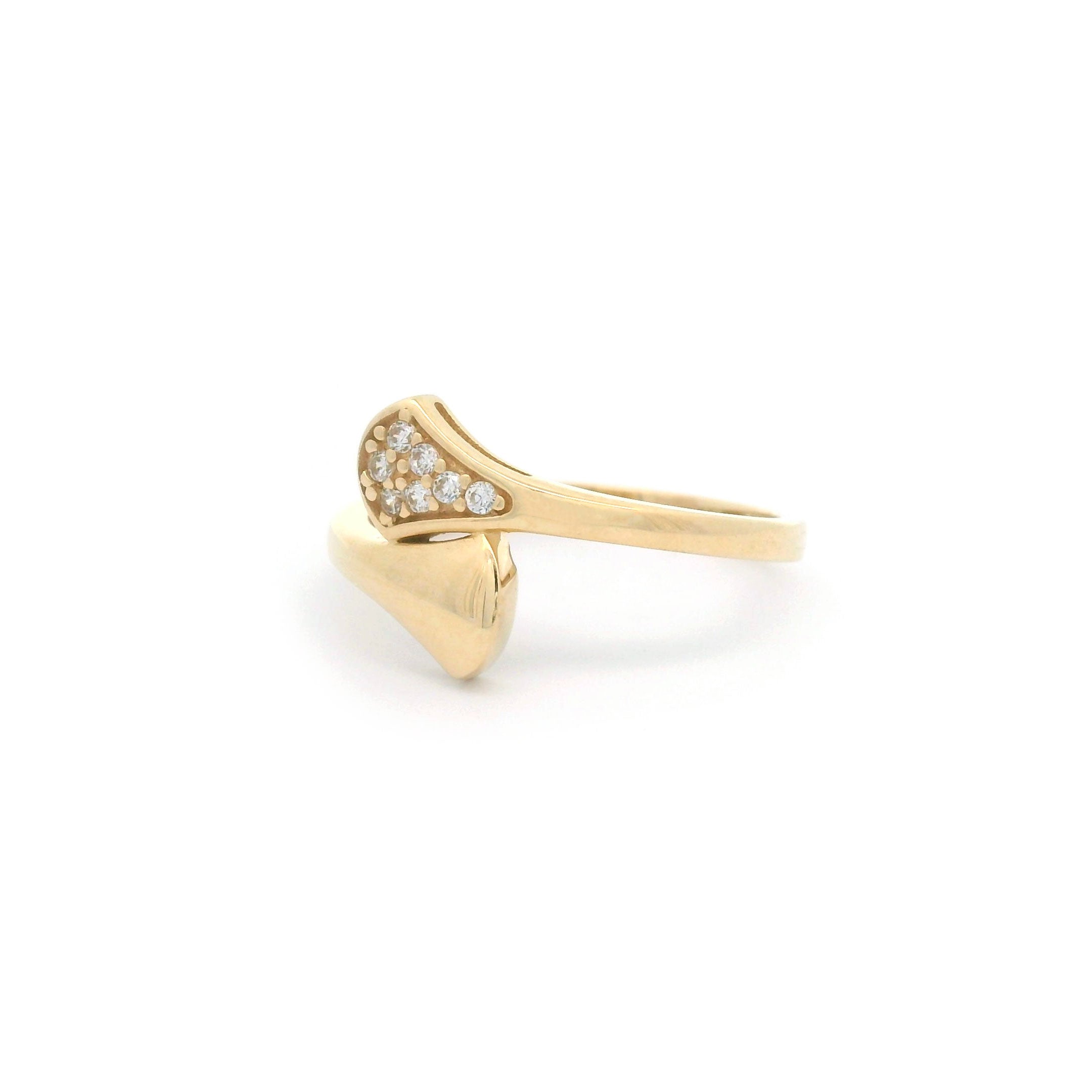 14k CZ Unique Wrap Ring Side