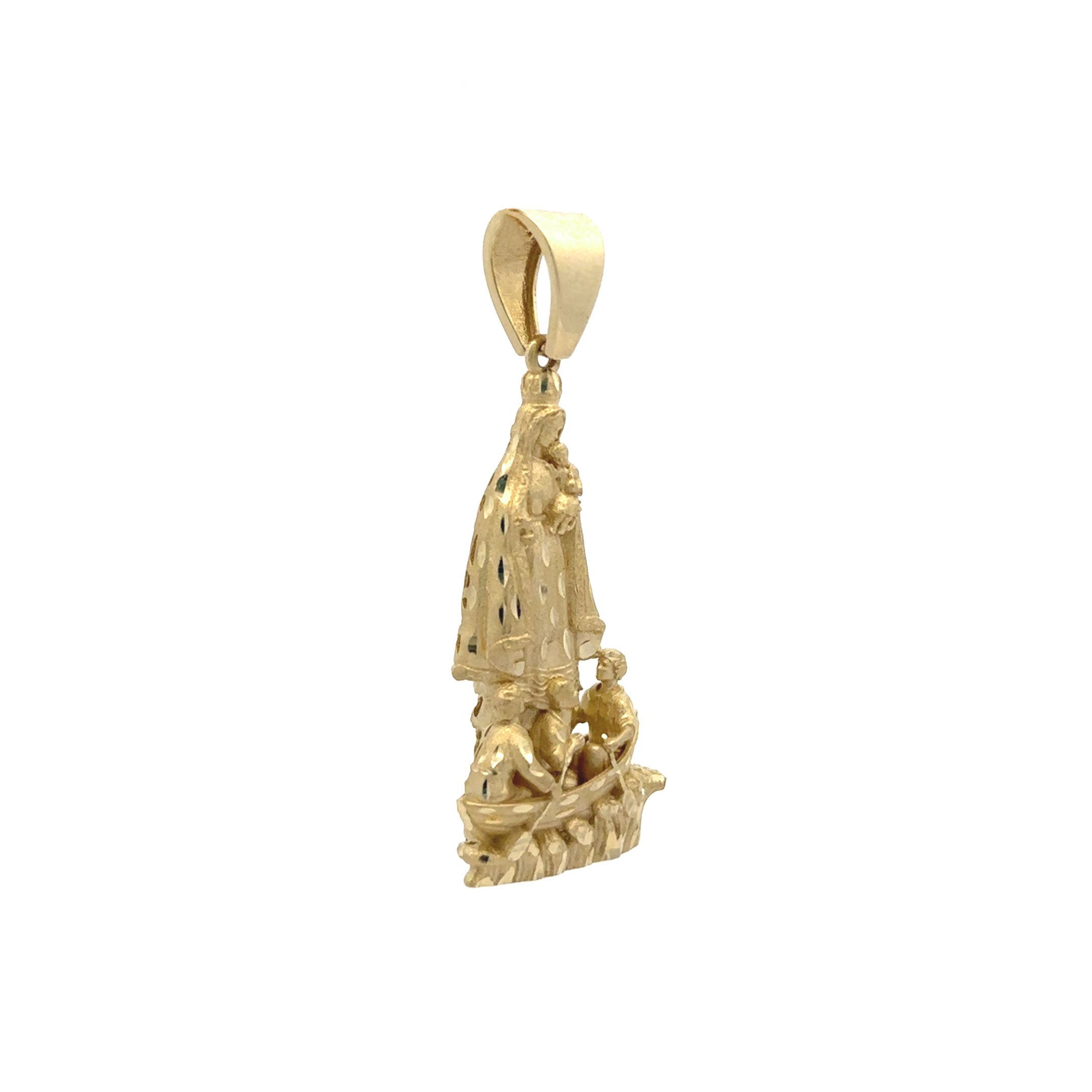 10k Virgin Caridad Del Cobre 3D Pendant Side