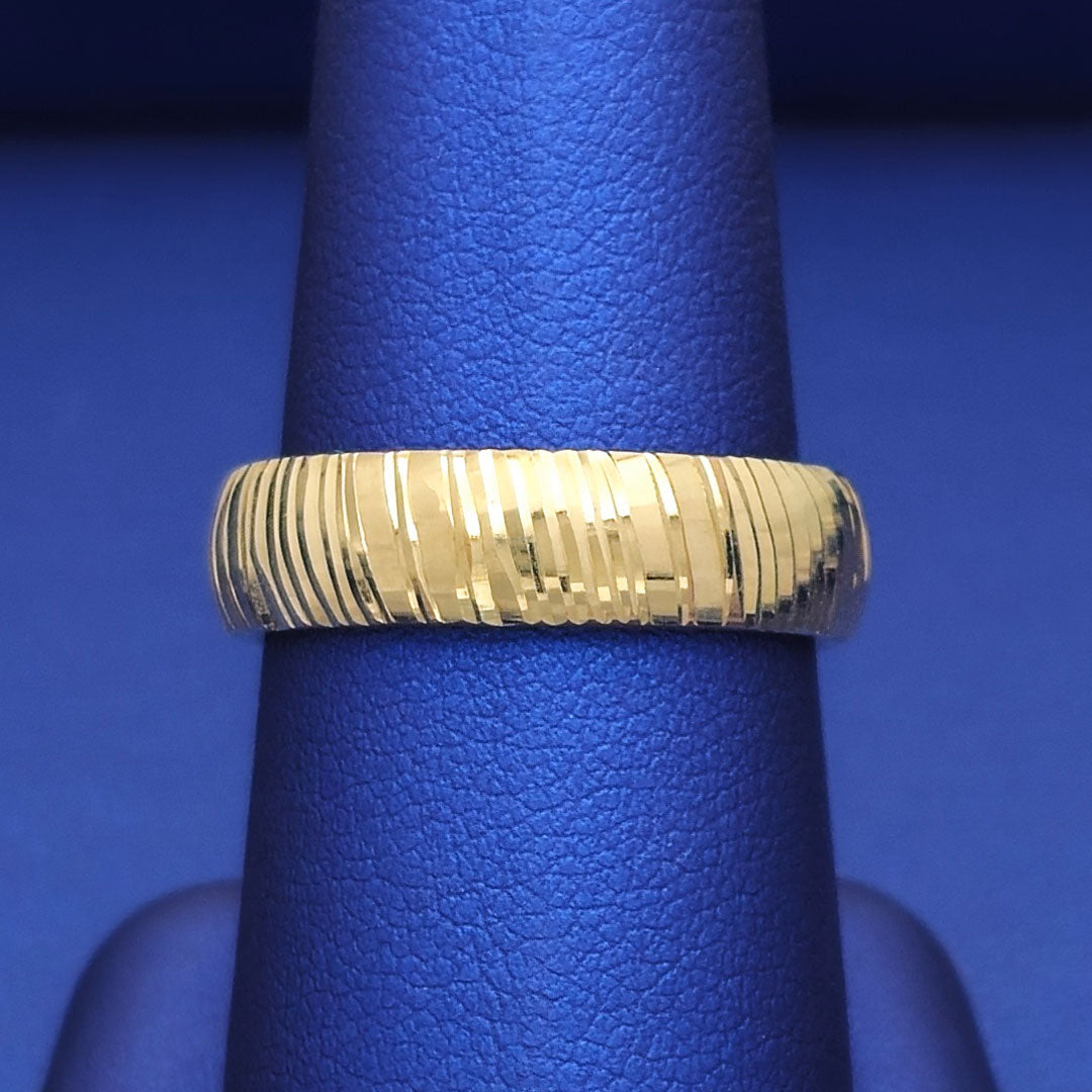 14k Diamond Cut Hollow Wedding Band