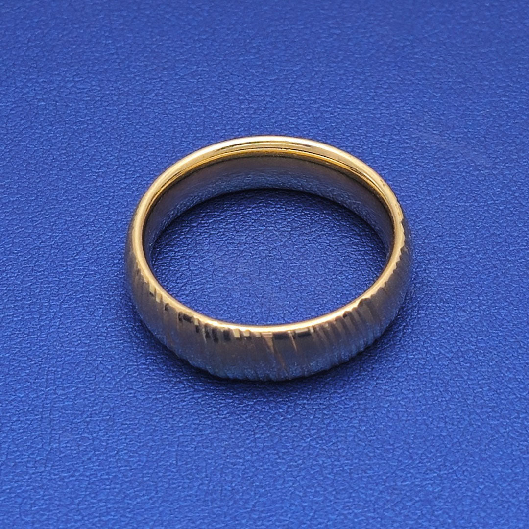 14k Diamond Cut Hollow Wedding Band Flat