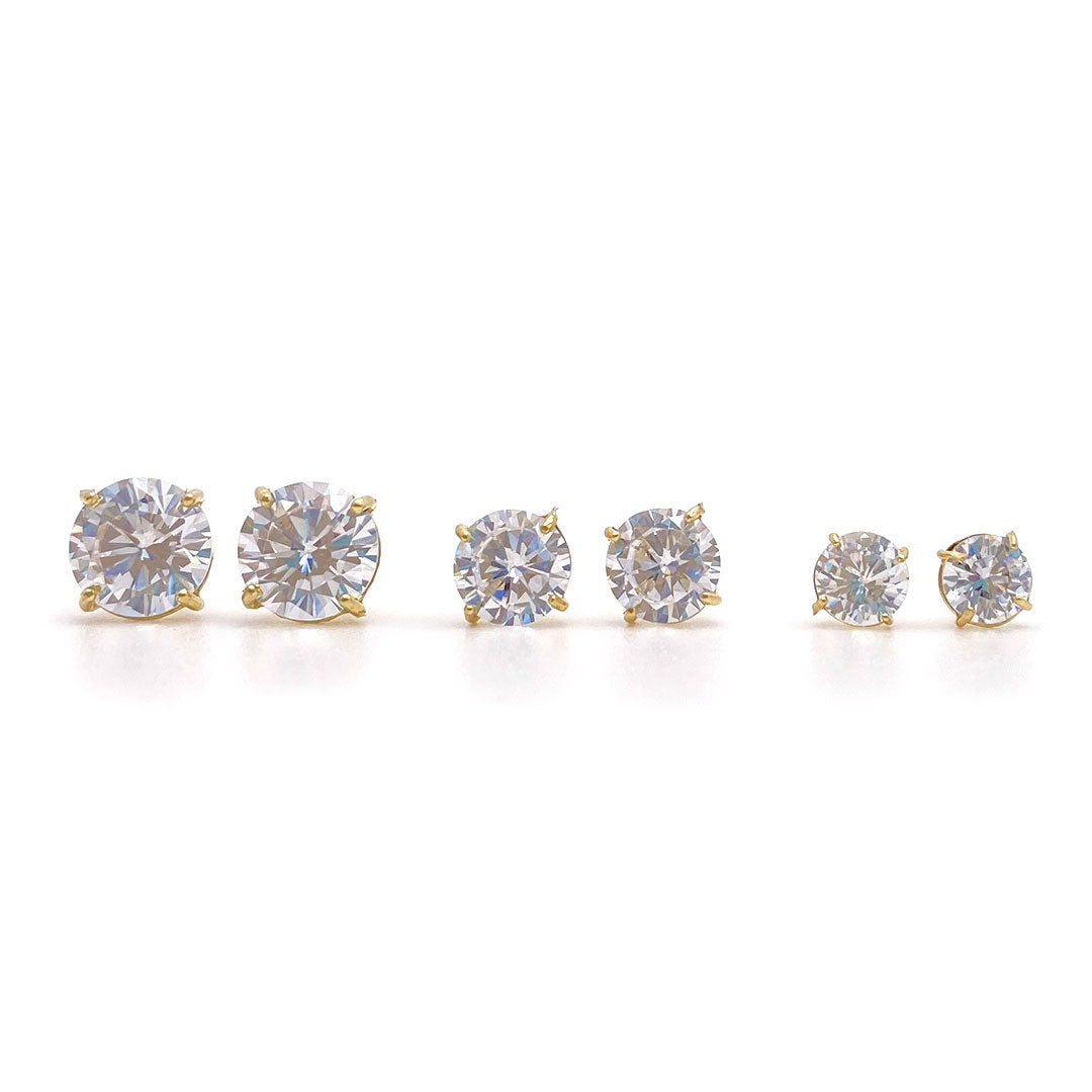 10k CZ Round Stud Earrings