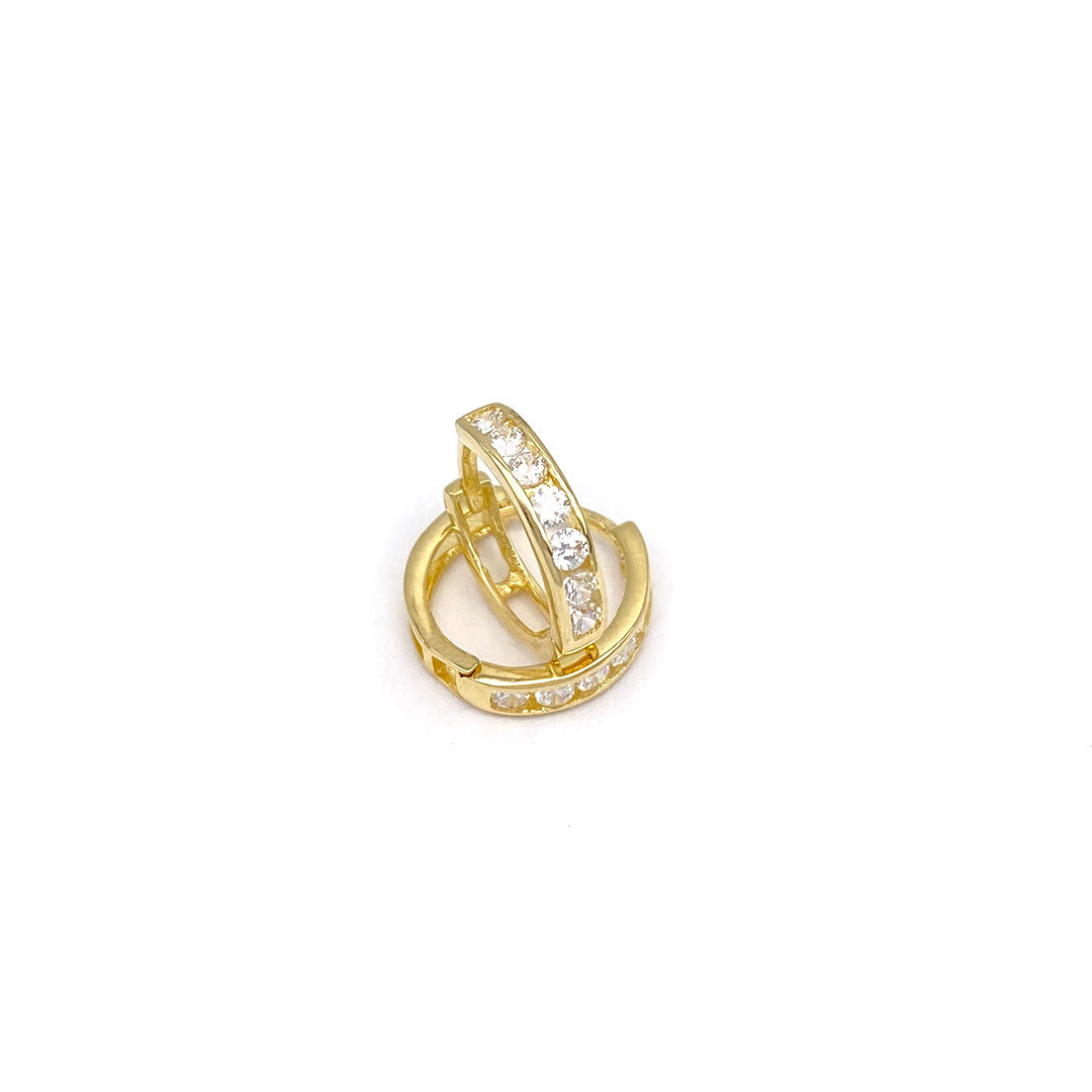 14k CZ Huggie Hoop Earrings