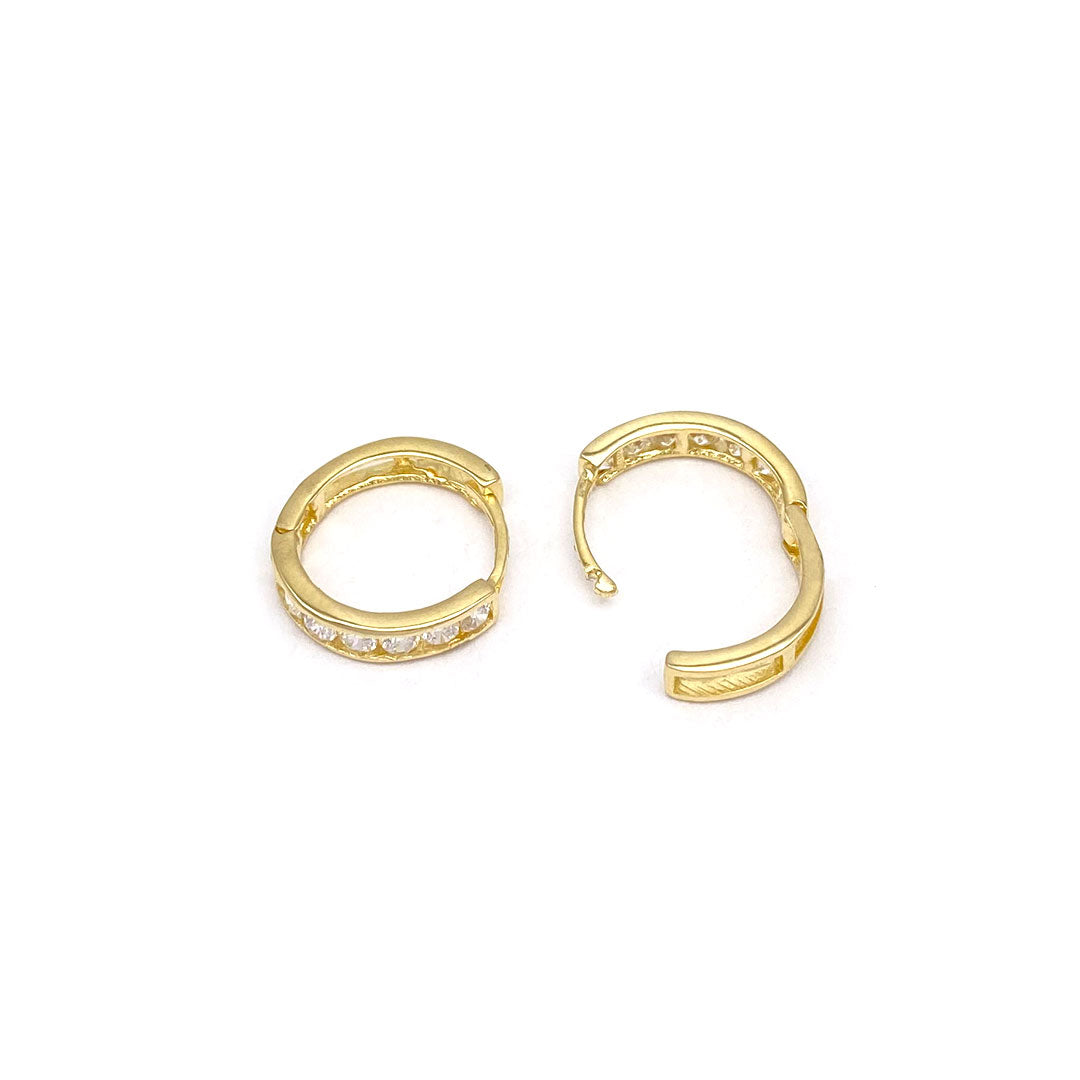 14k CZ Huggie Hoop Earrings