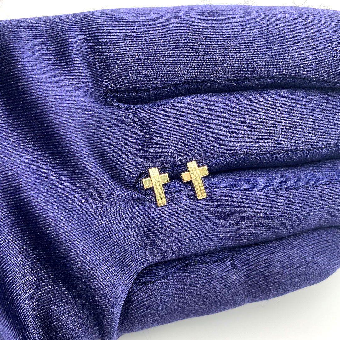 14k Screw Back Cross Baby/Kids Earrings