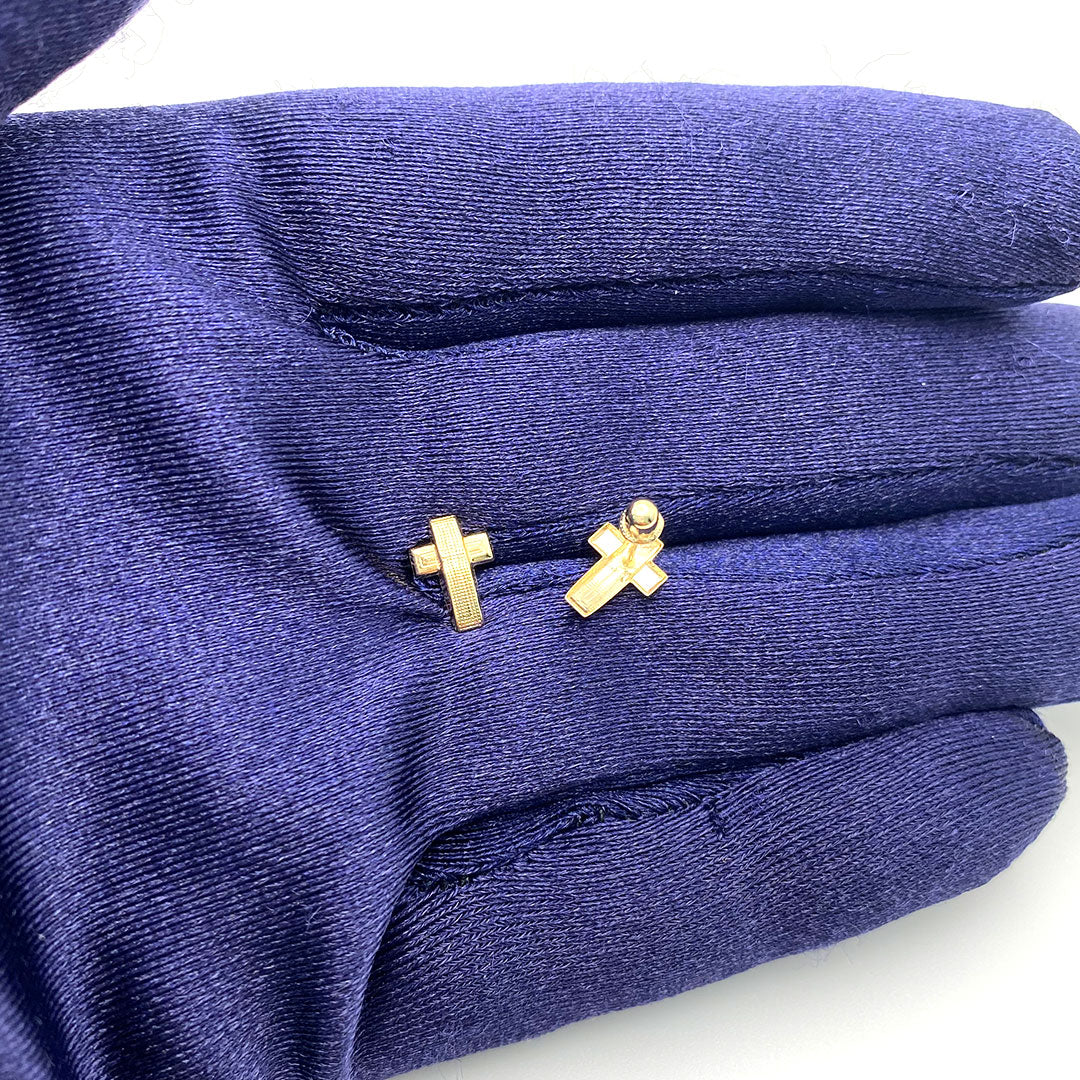 14k Screw Back Cross Baby/Kids Earrings