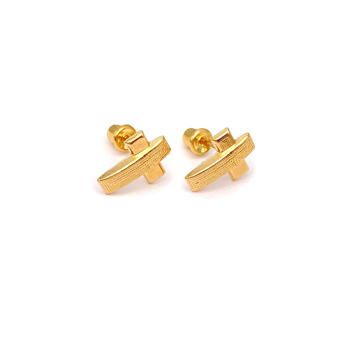 14k Screw Back Cross Baby/Kids Earrings