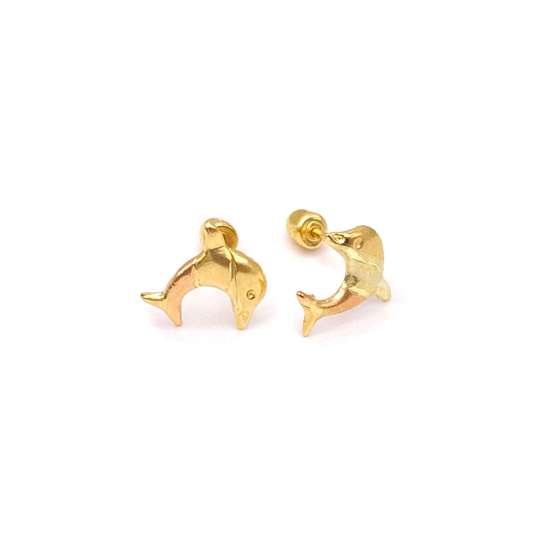 14k Screw Back Dolphin Baby/Kids Earrings