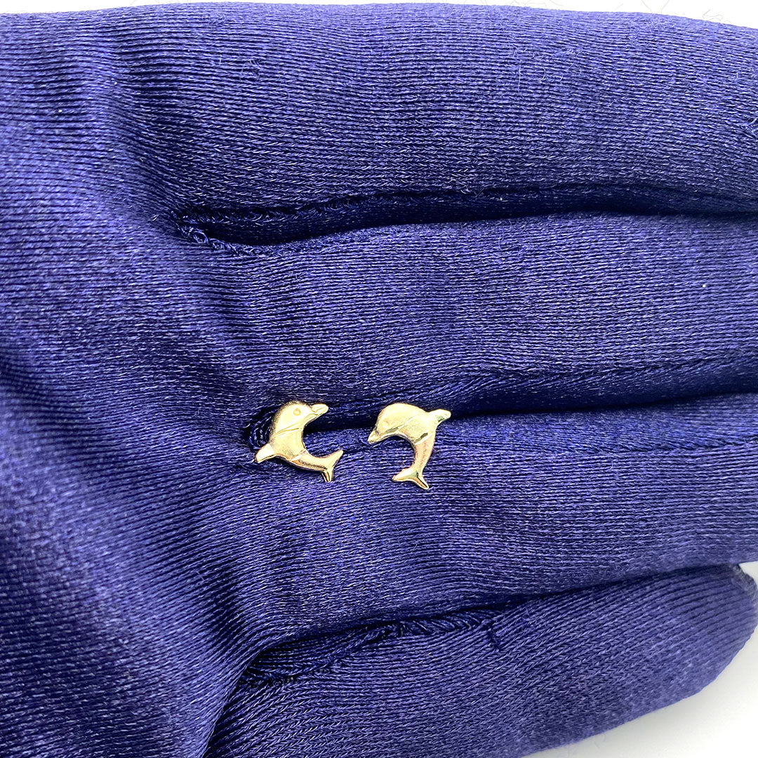 14k Screw Back Dolphin Baby/Kids Earrings