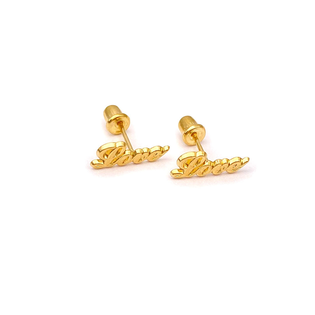 14k Screw Back Love Baby/Kids Earrings