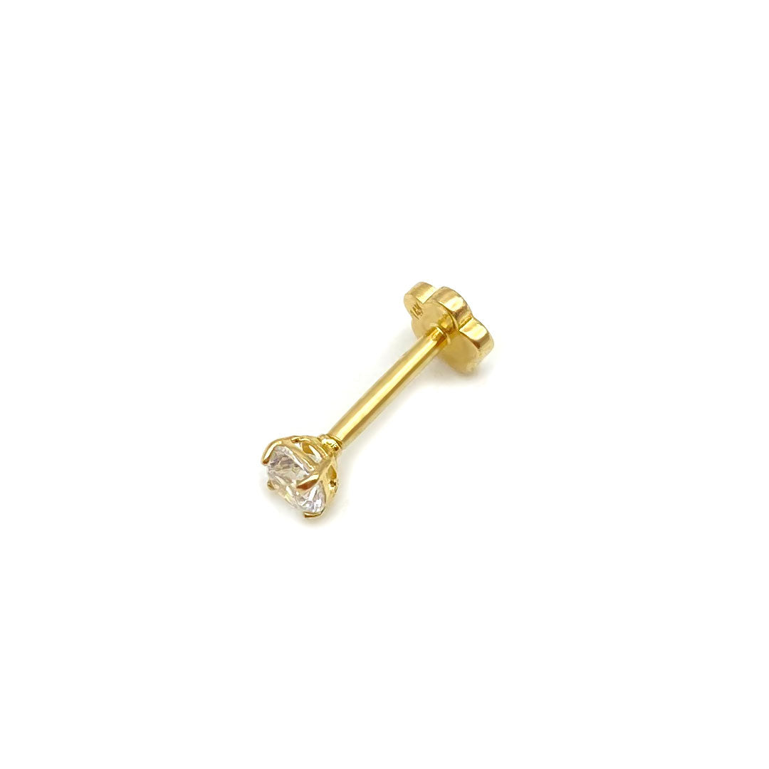 14k CZ 3mm Internal Threaded Stud