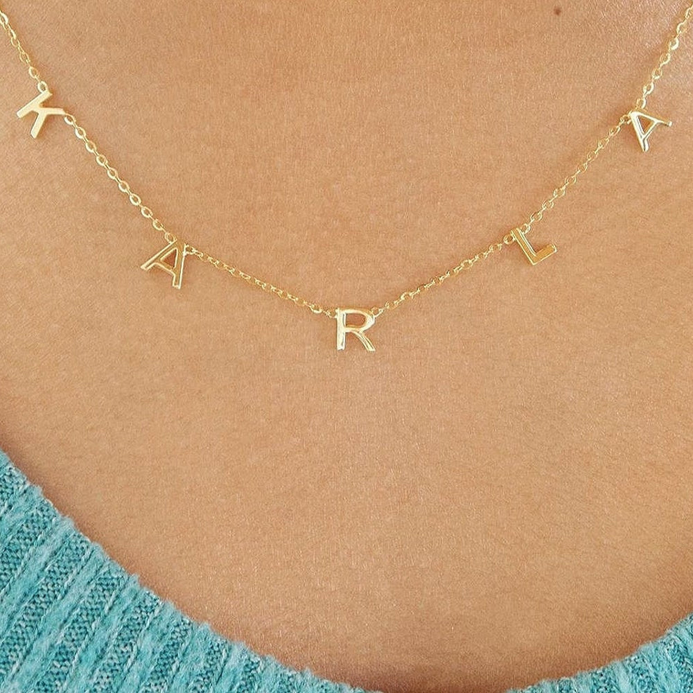 14k Personalized Minimalist Letter Necklace