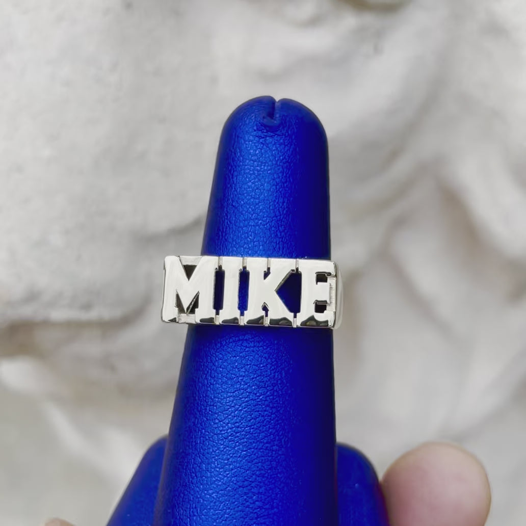 Personalized Block Name Ring