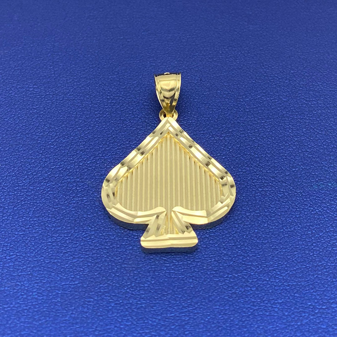 10k Ace of Spades Diamond Cut Pendant