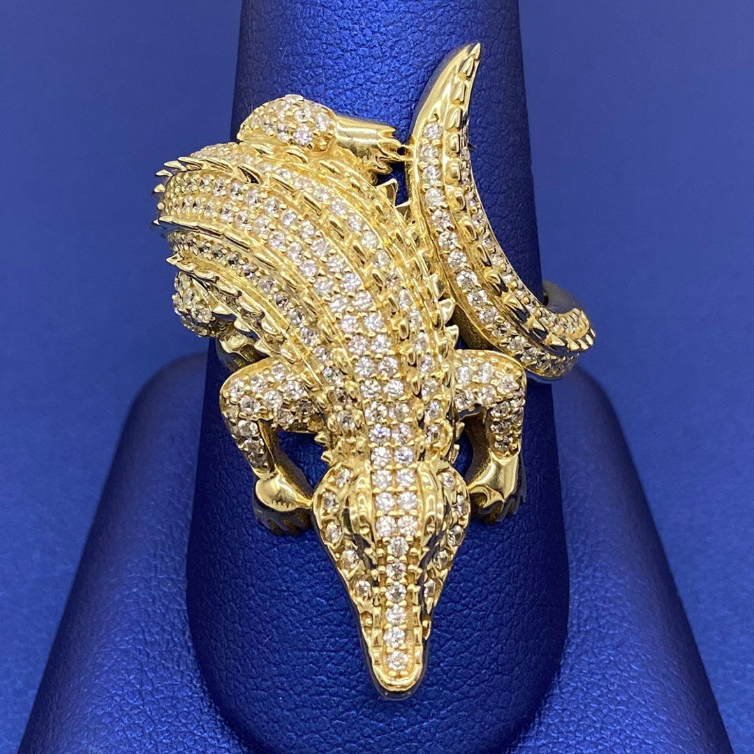 10k CZ Alligator Wrap Ring