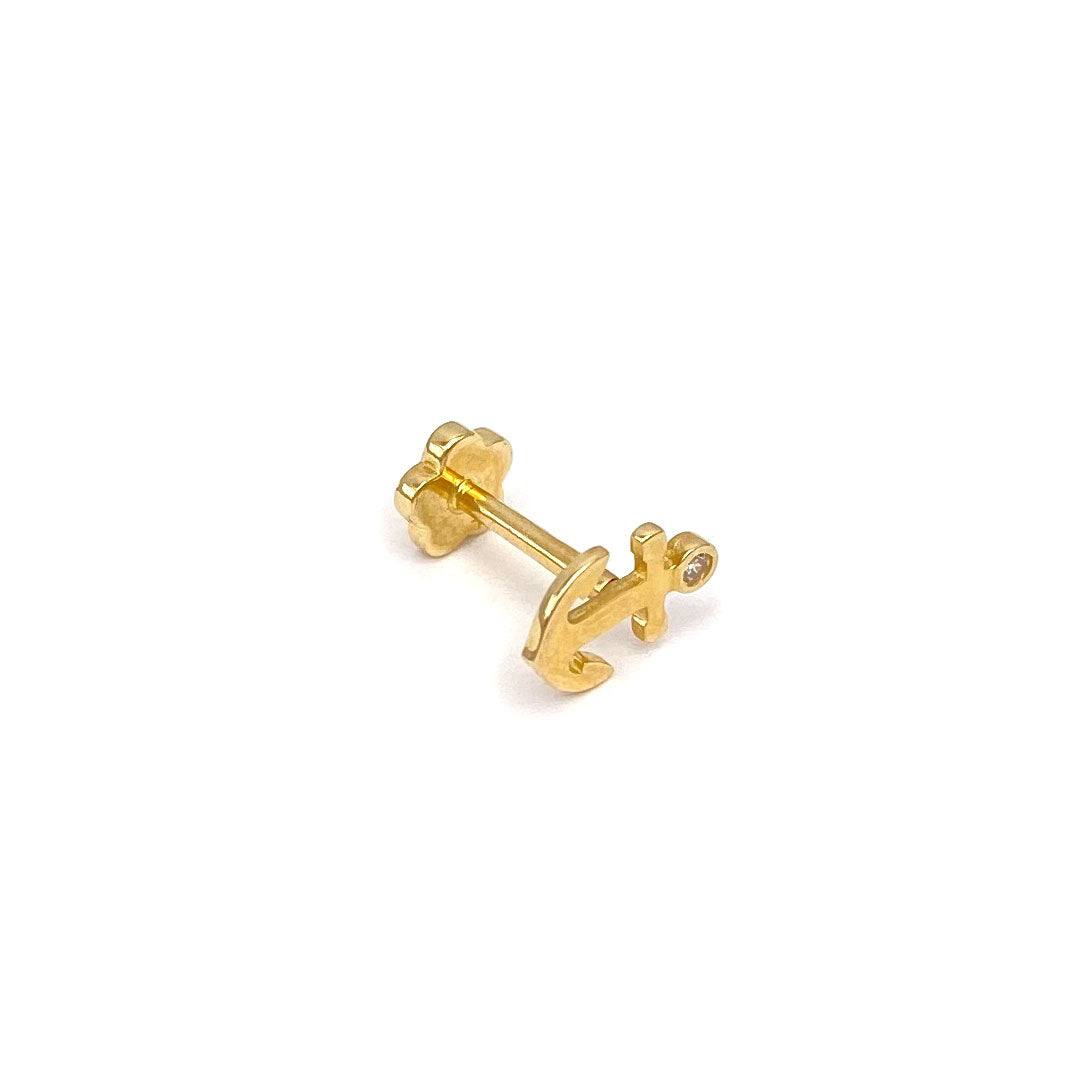 14k CZ Anchor Internal Threaded Stud