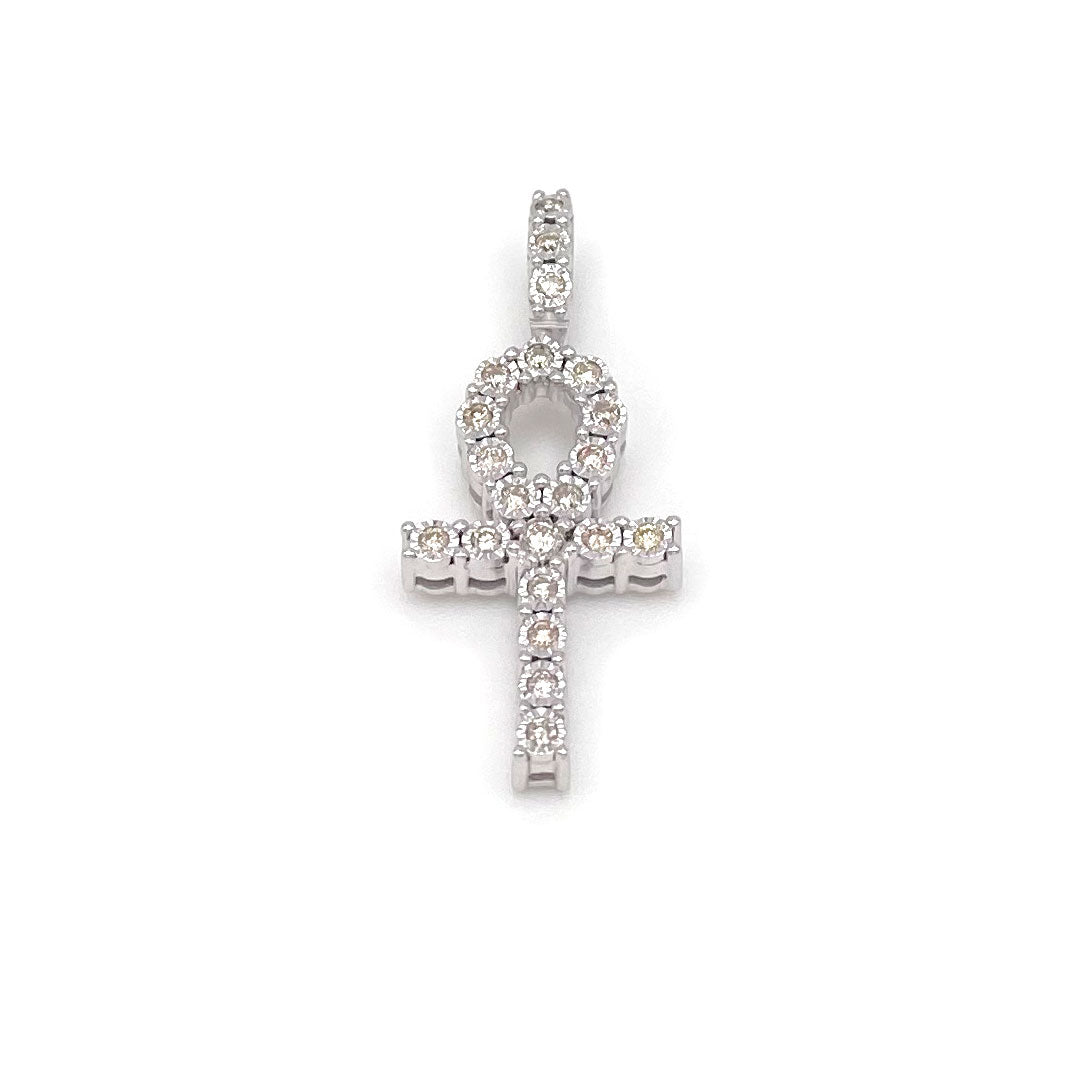 Diamond Ankh Pendant 14k Gold 0.25ct